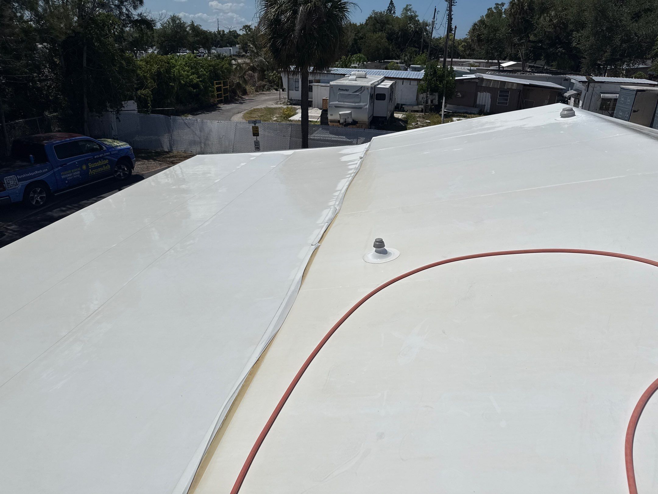 Mobile Home Soft Wash & TPO Roof Cleaning in Plaza Estates – Bradenton, FL by Sunshine AquaWash