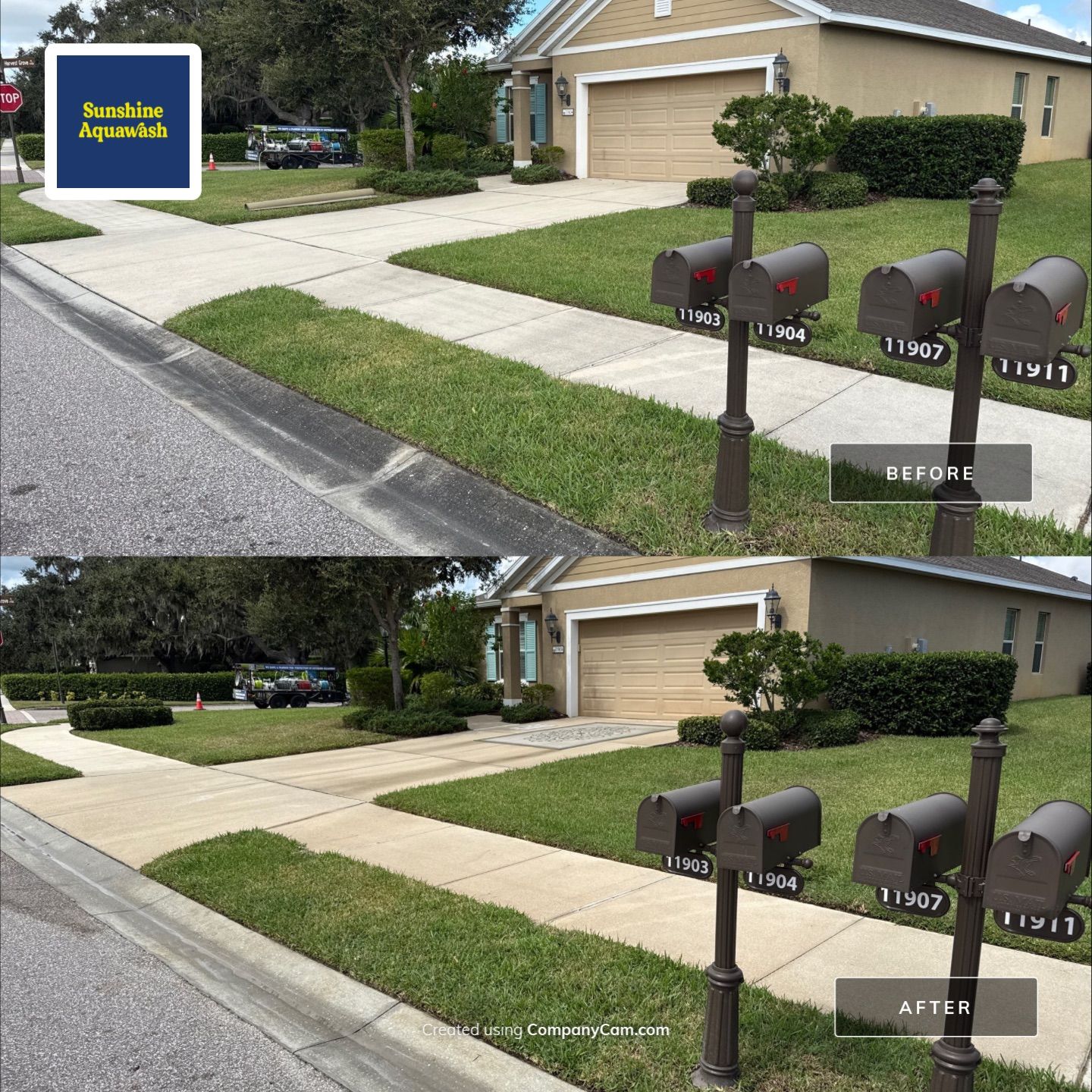 Driveway, Sidewalk & Lanai Cleaning Transformation | Forest Creek Parrish, FL by Sunshine AquaWash