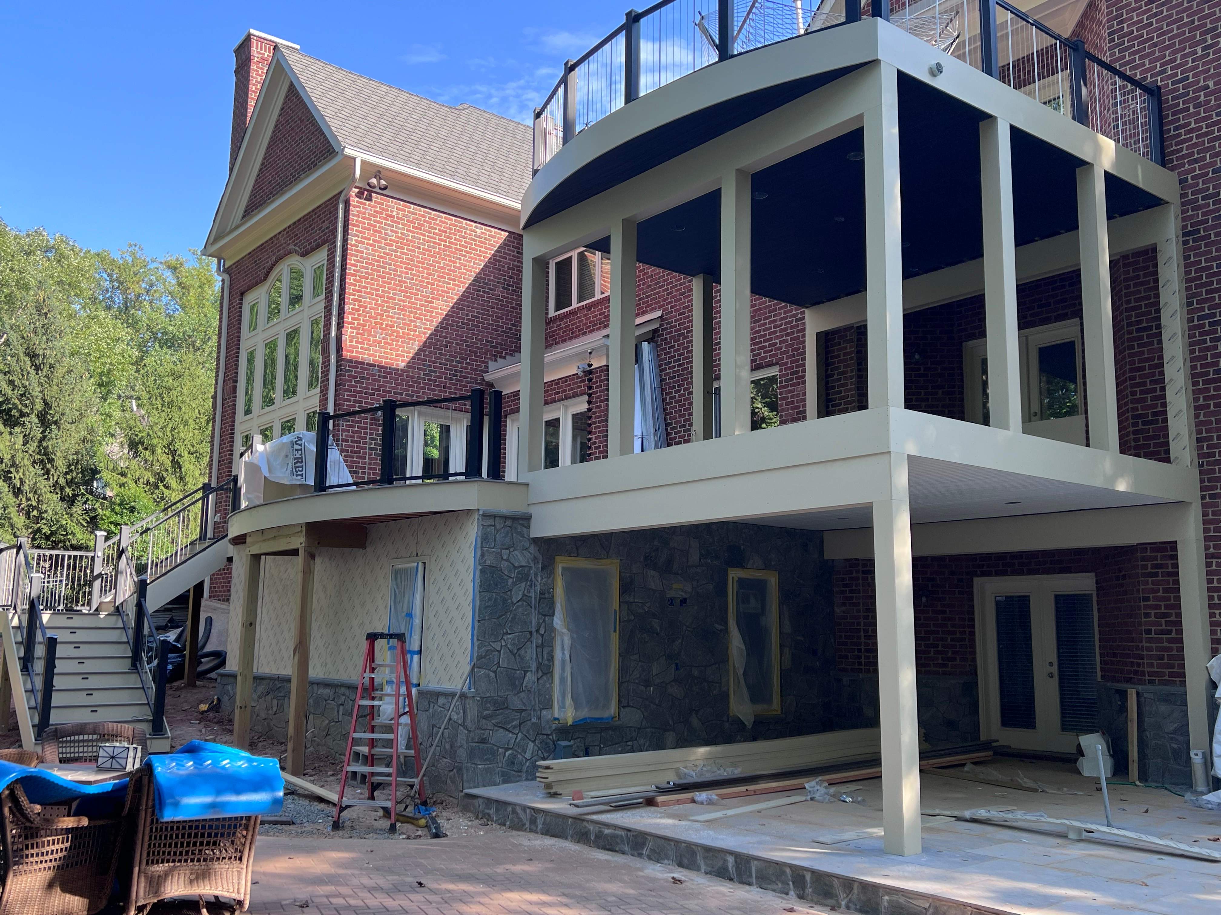 Custom Multi-Level Deck, Outdoor Kitchen & Pool Patio in McLean, VA by Sunburst Construction Inc