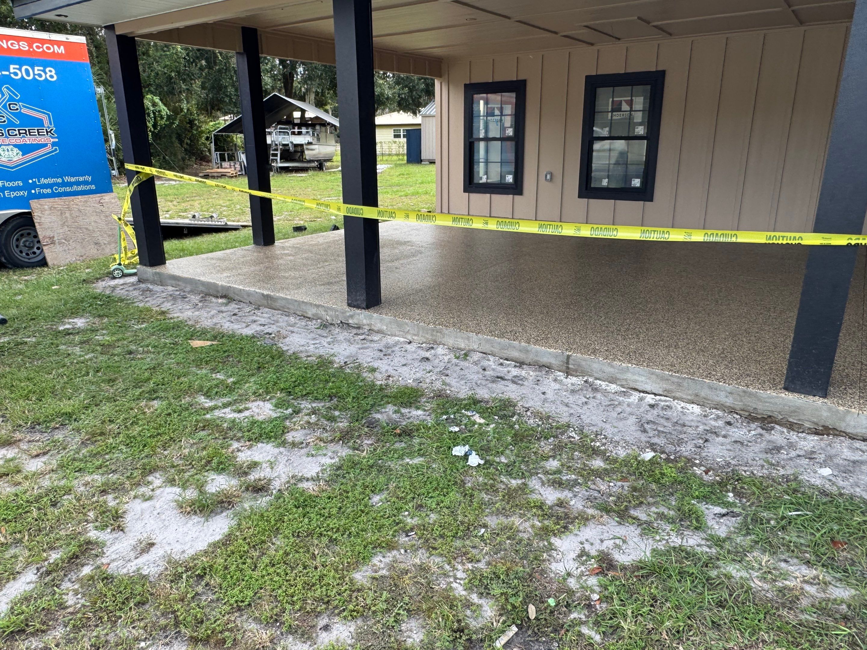 Carport in Hawthorne, FLin Aztec Beige by Cross Creek Concrete Coatings