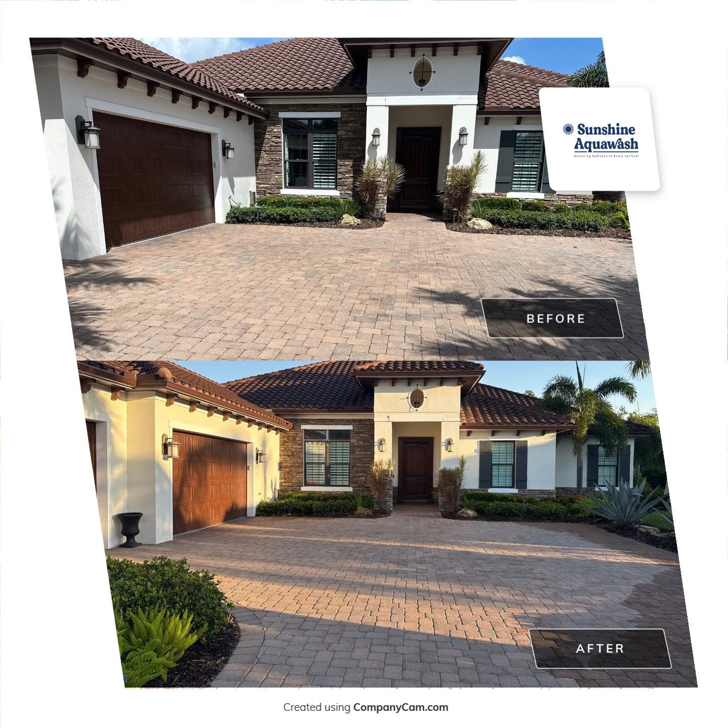 Paver Driveway Cleaning, House Wash, and Pool Deck Cleaning in Bradenton, FL | Winding River Community by Sunshine AquaWash