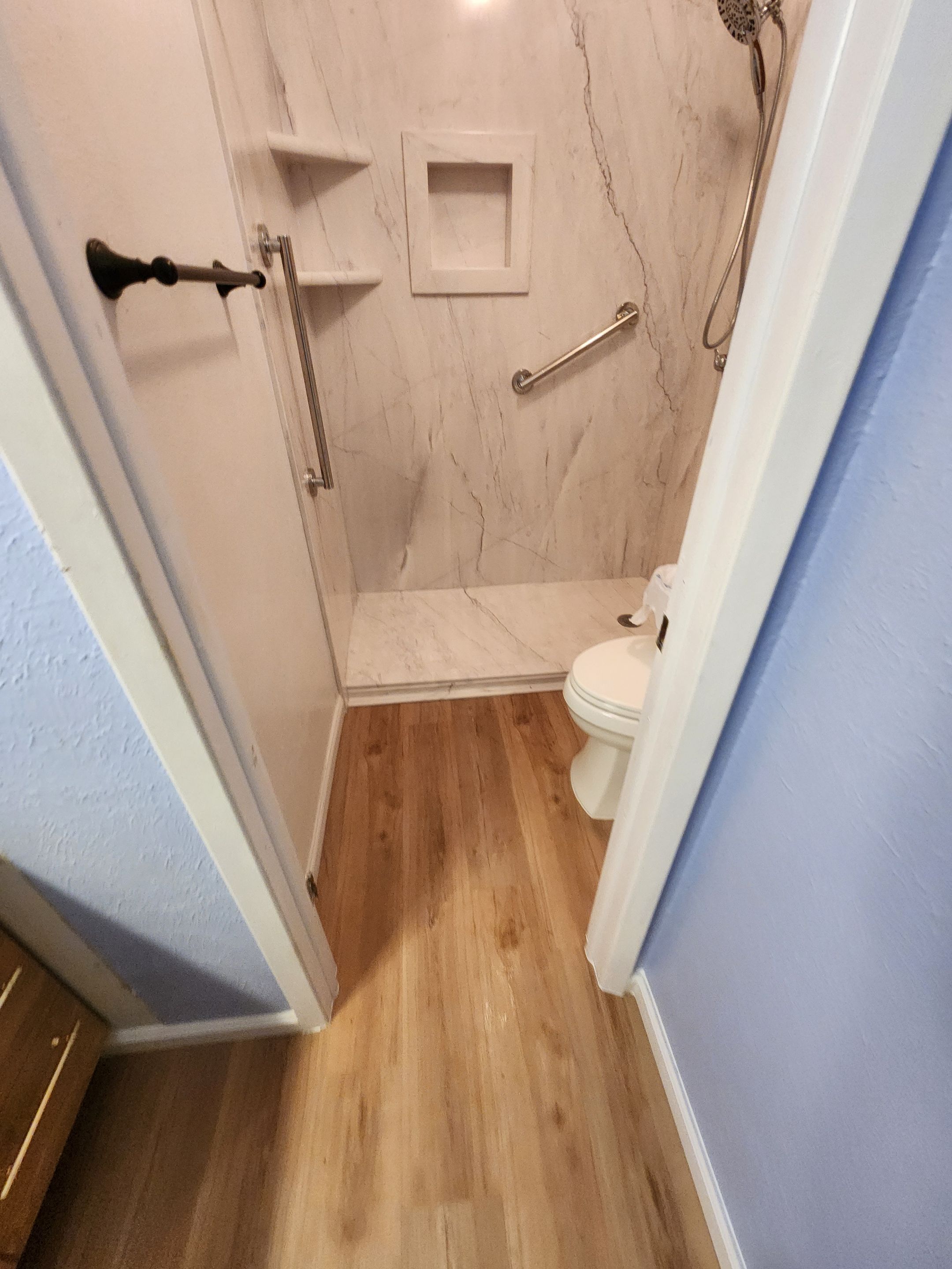 Tub to Walk-in shower, new flooring in Austin, 78745 by Lane Lauritsen - The Hill Country, Texas