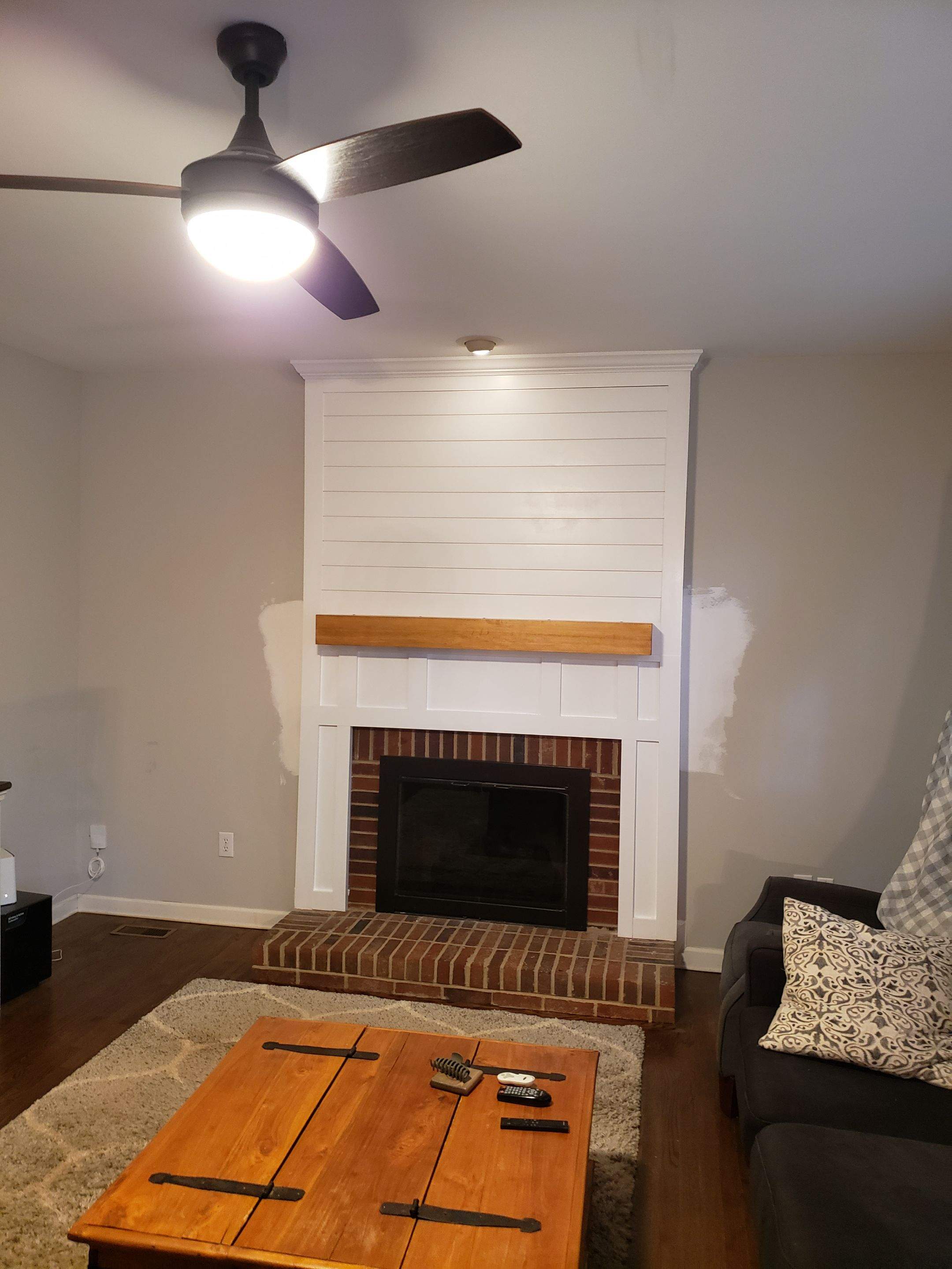 Fireplace Trim Out using Ship Lap by A Step Above Handy LLC 