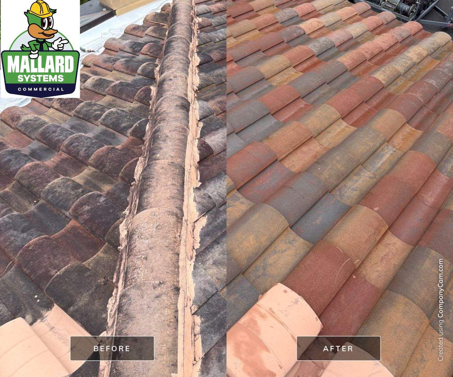 Residential Barrel Tile Roof Cleaning by Mallard Systems