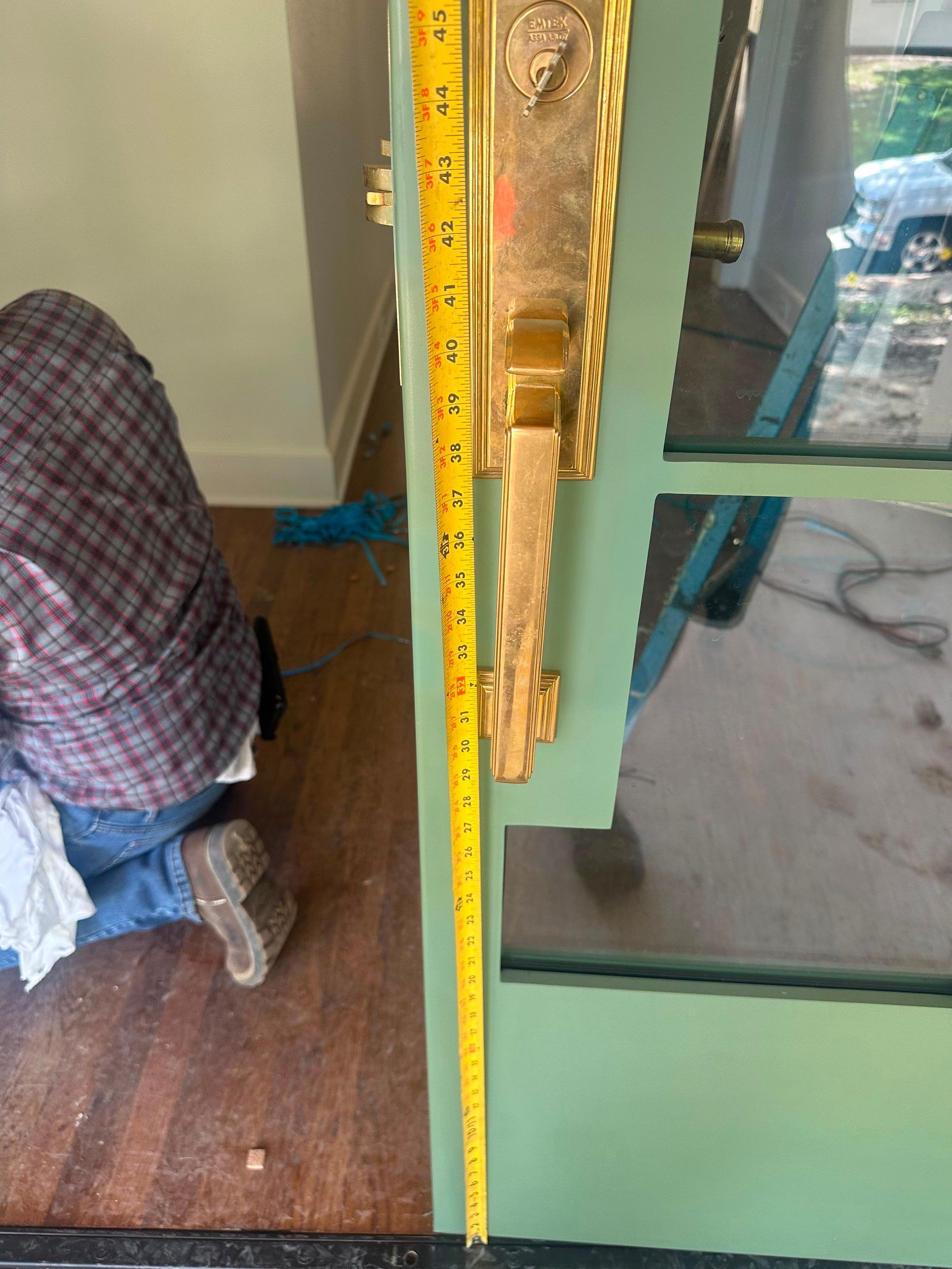 Steel Double Door Installation in Fort Worth in Sage Green by Solara Custom Living