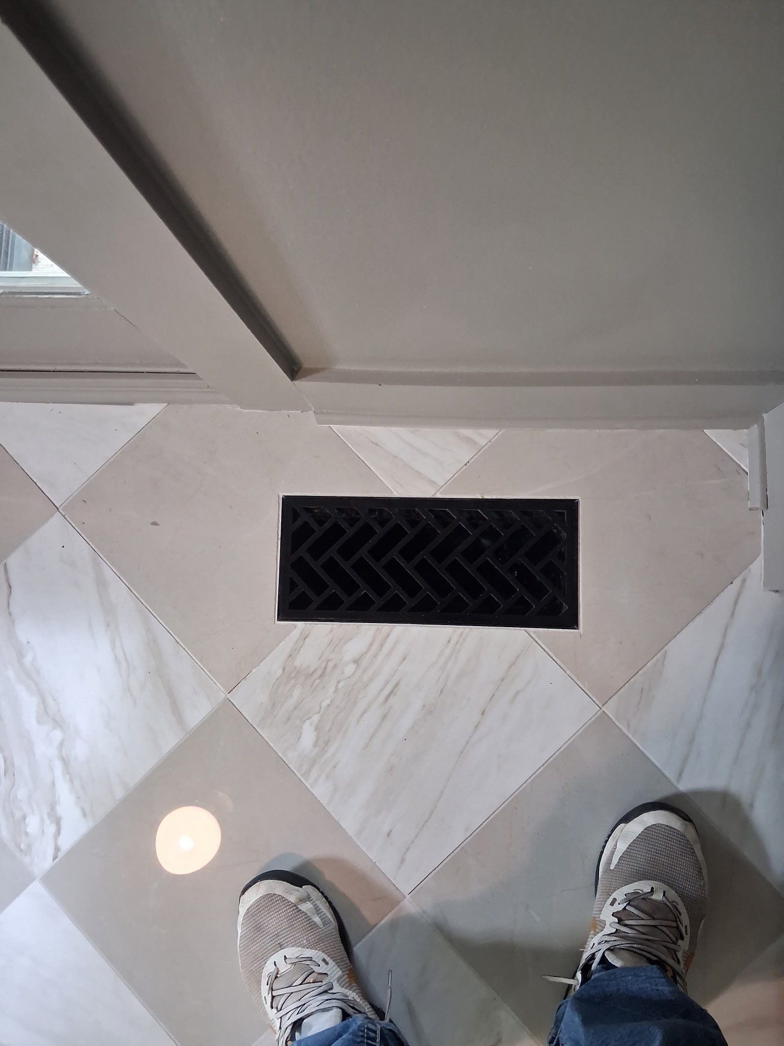 White Oak Hardwood and Checkerboard Tile Installation by Footprints Floors of Nashville