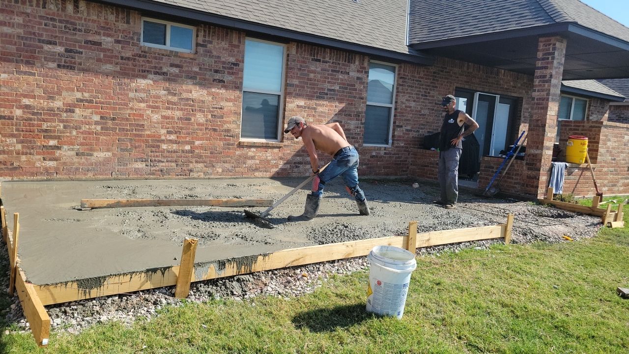 Concrete slab with Pergola by Clays Services Inc