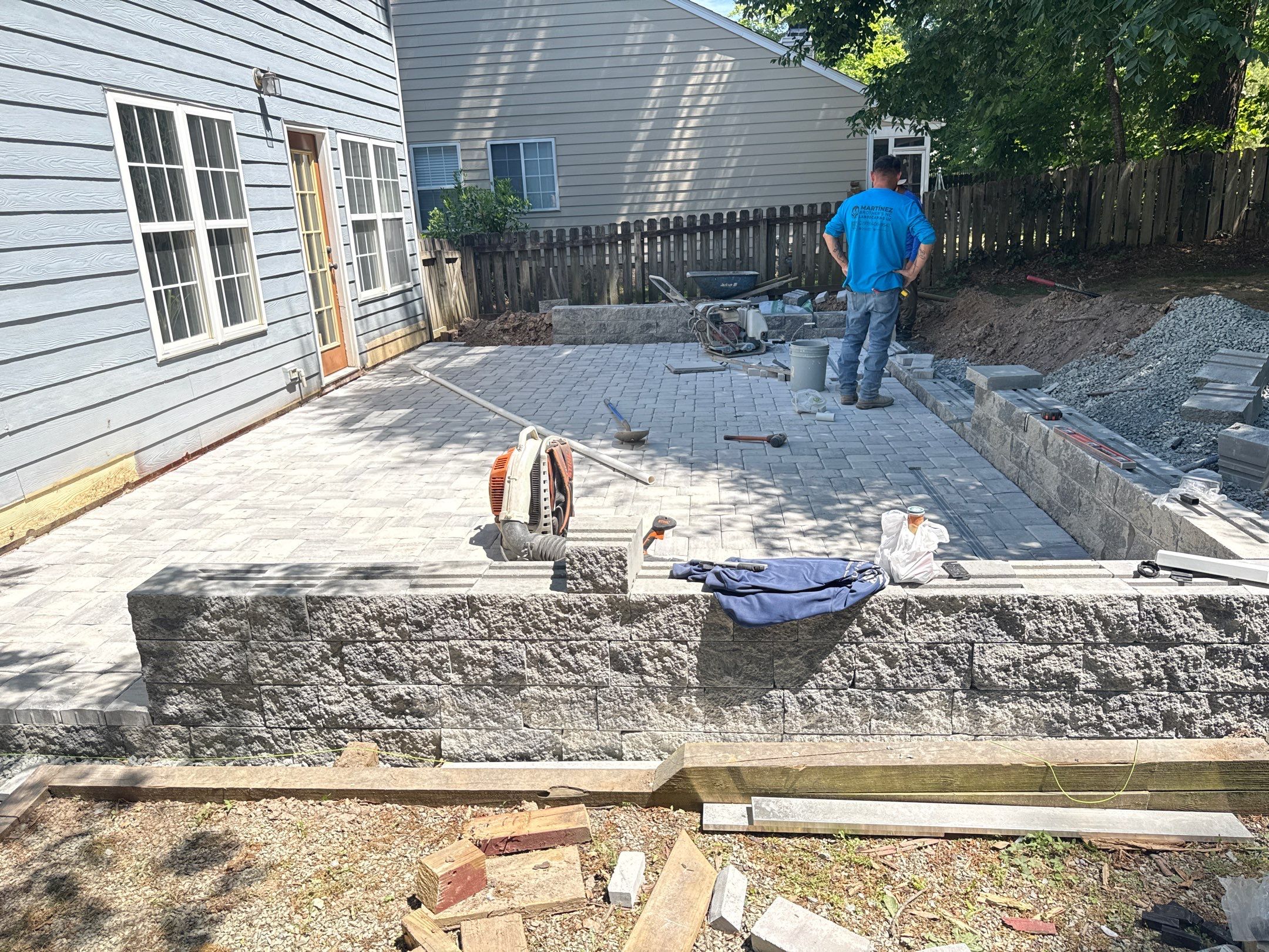 Paver patio with drainage in Durham by Martinez Brother’s Nc Landscaping Inc