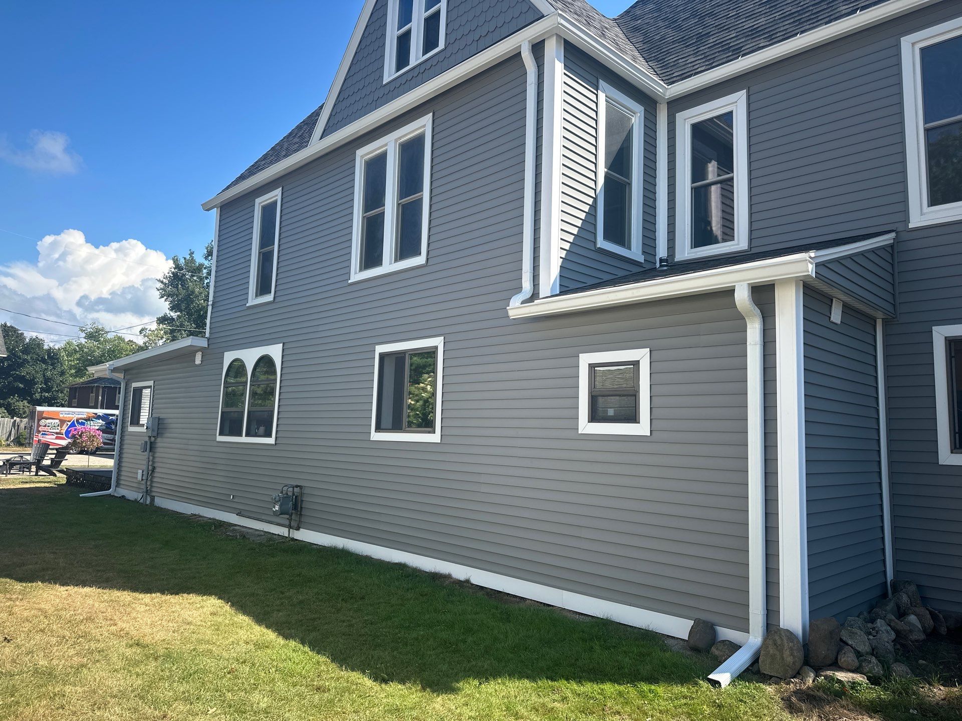 Complete Gutter and Downspout Installation in Charlevoix by Rainbow Seamless Systems
