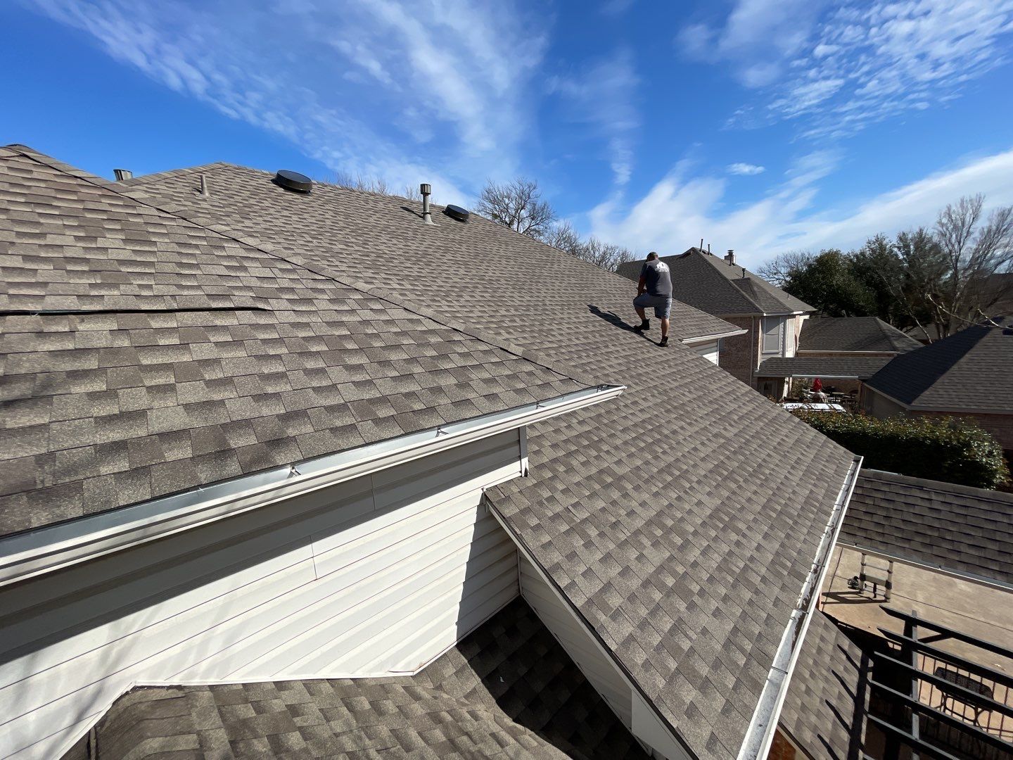 Major storm damage required full roof replacement along with other exterior repairs by First United Roofing & Construction