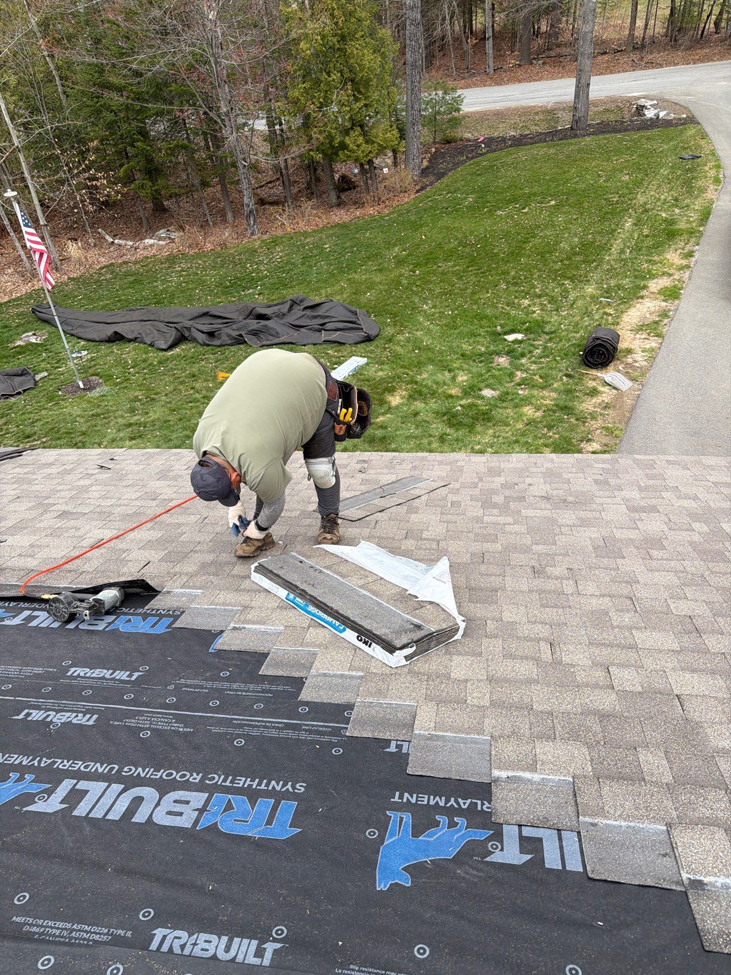 Asphalt Roof Replacement with IKO Cambridge Shingles in Fairfield, ME by Tall pine roofing