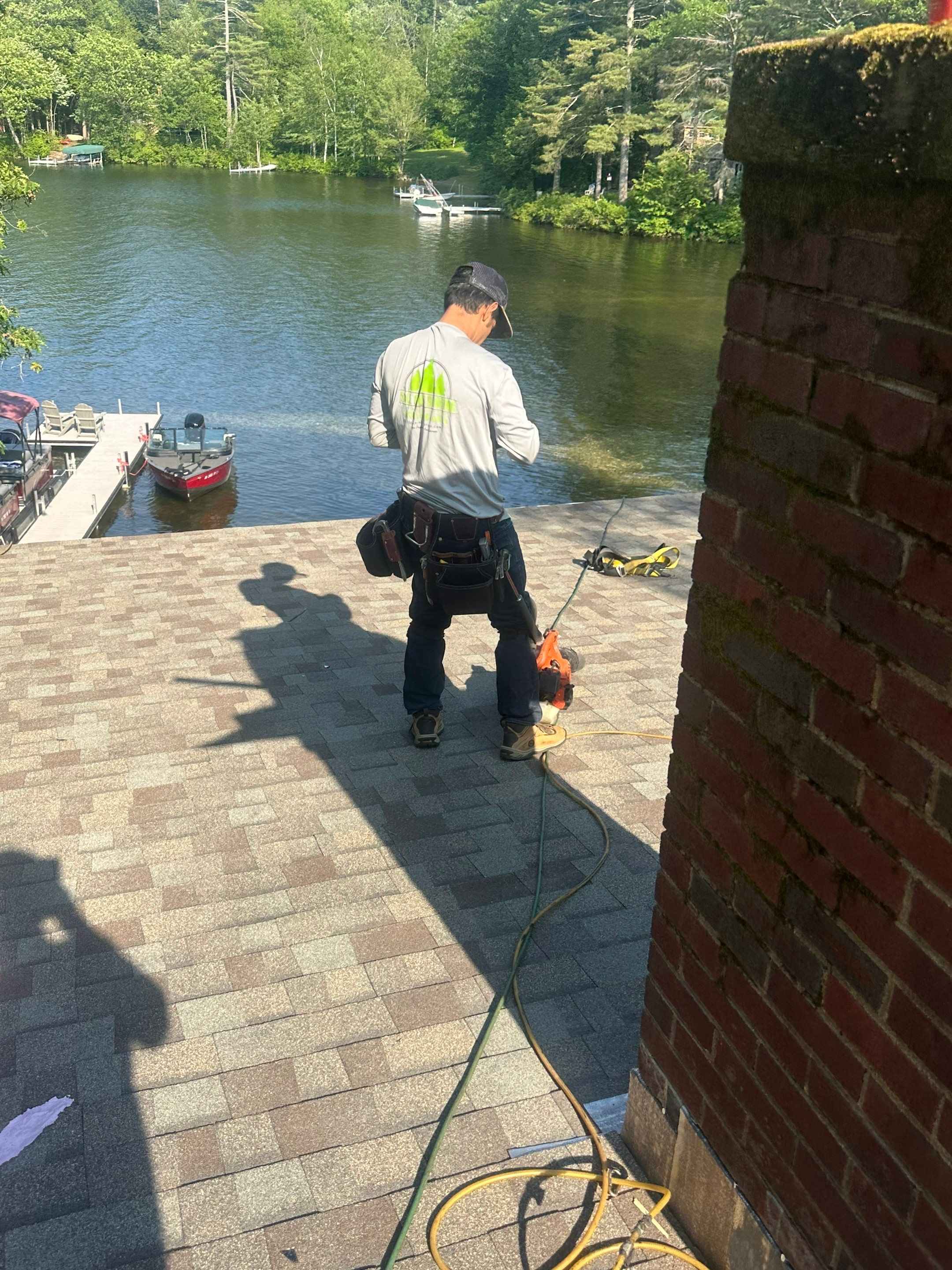 OC Roof Install On The Lake In Deerfield, New Hampshire by Tall pine roofing
