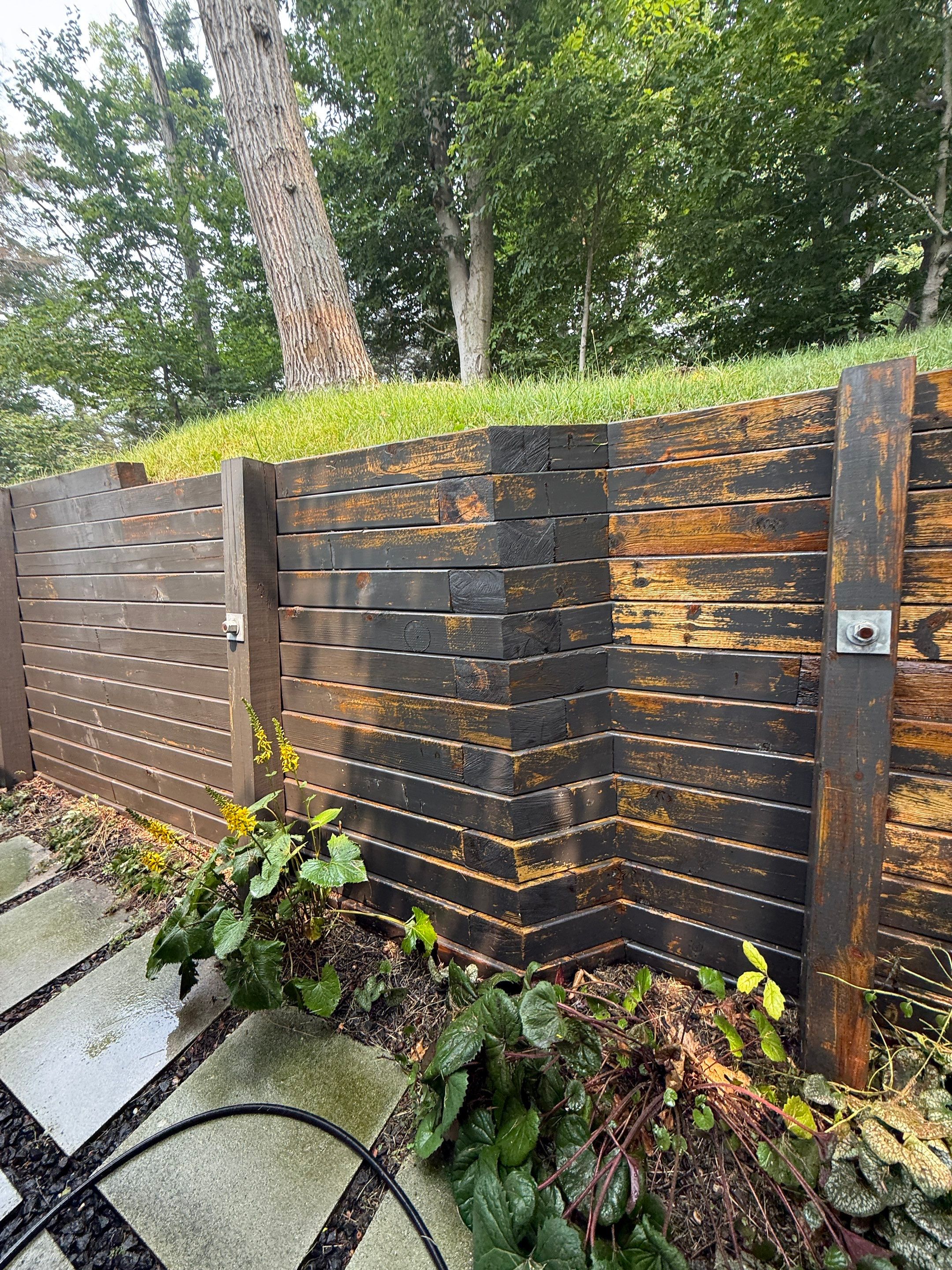 Exterior Retaining Wall Painting | Grand Haven, Michigan by Gordon Painting