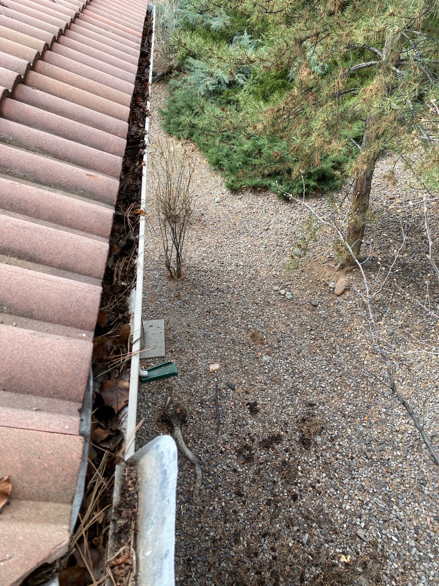 Commercial gutter cleaning Sparks, NV before photo with filled gutters
