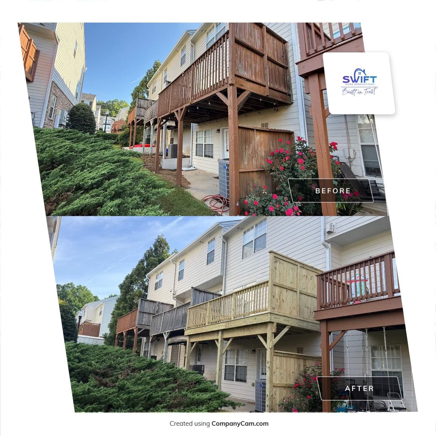 Elevated Pressure-Treated Wood Deck Replacement in Atlanta by Swift Home Renovations