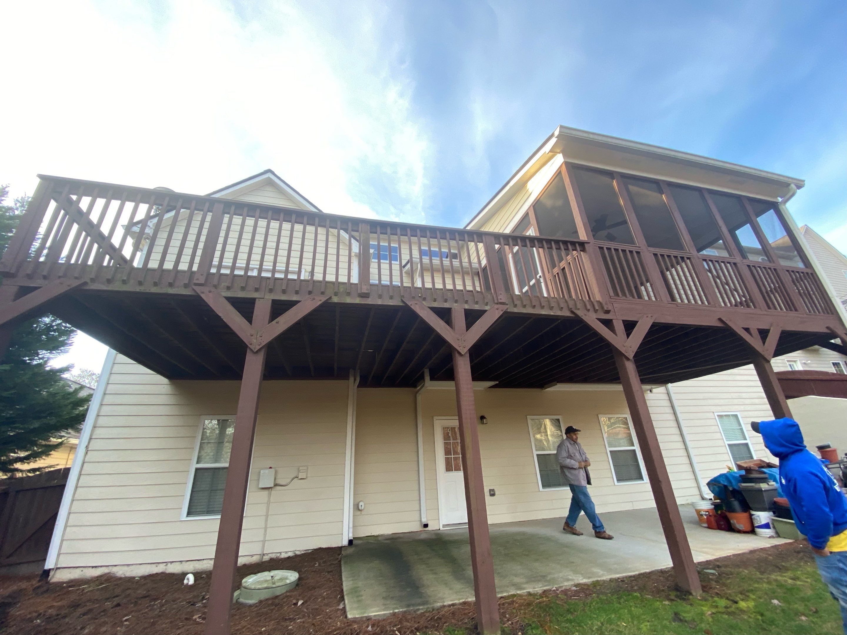 Elevated Pressure-Treated Wood Deck Rebuild in Canton, Georgia by Swift Home Renovations 