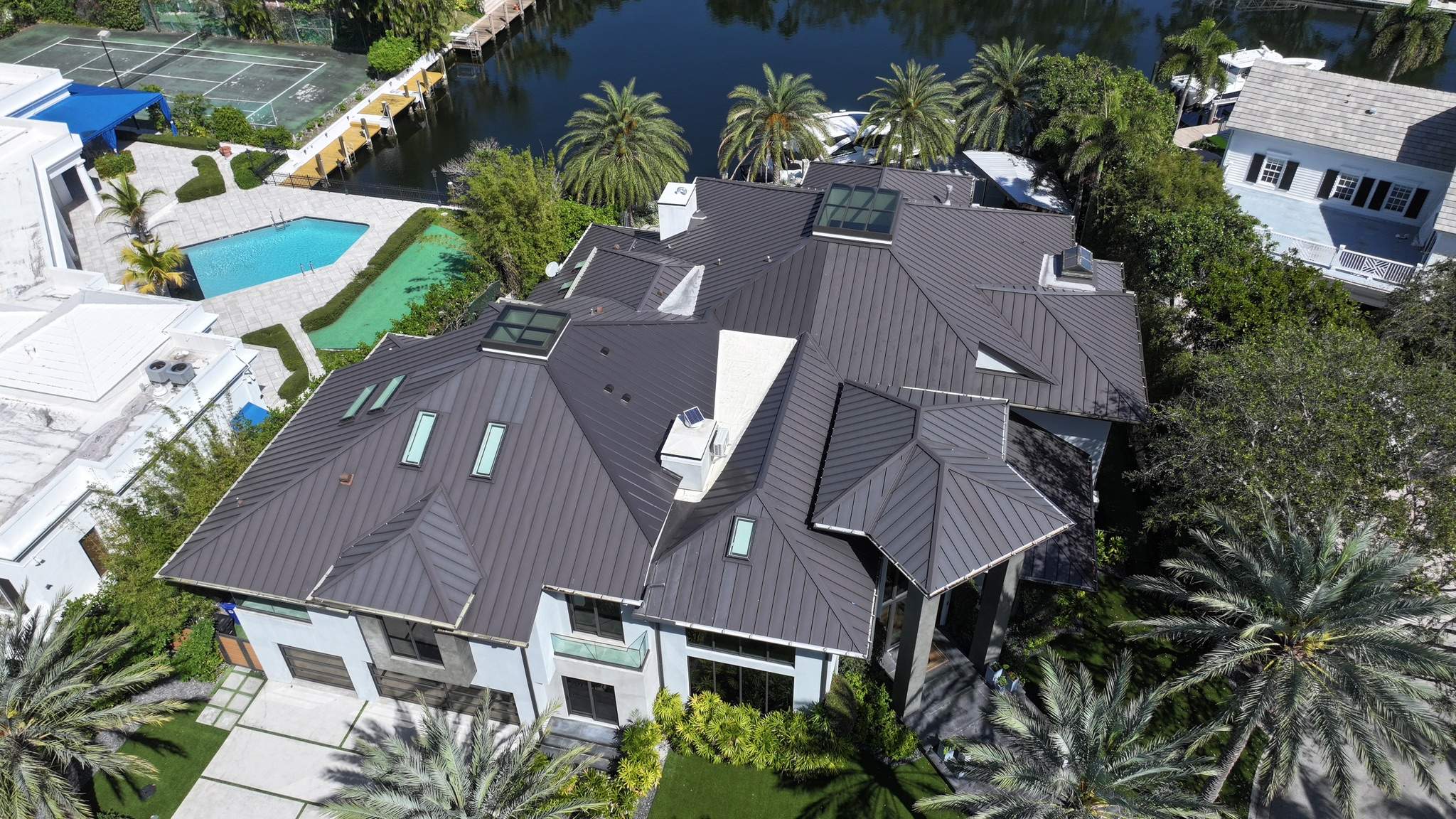 24ga 1.5" Mechanical Seam Dark Bronze by Total Roofing System The Metal Roof Experts