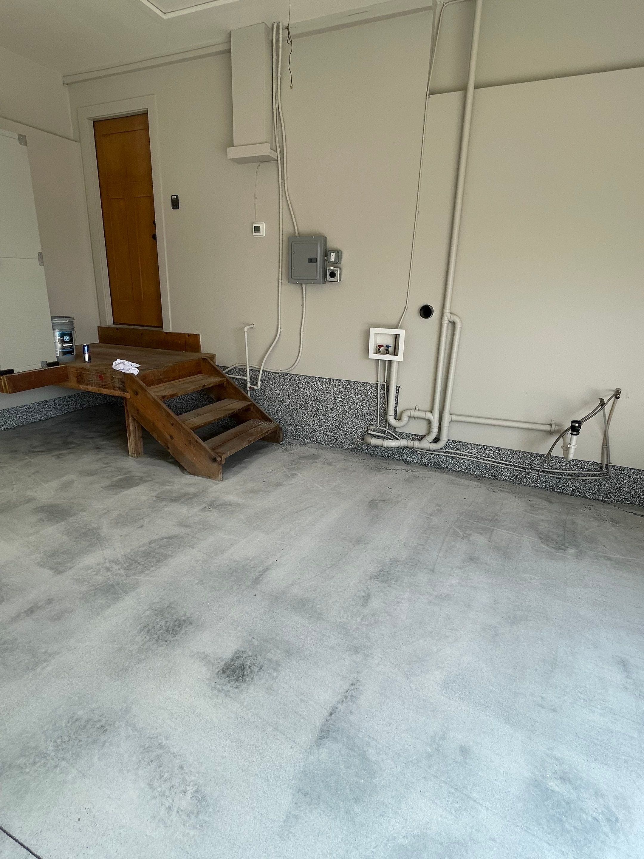 Domino Flake Floor Coating and Crack Repair in Chancellor by Select Painting, Coatings & Garage Cabinets