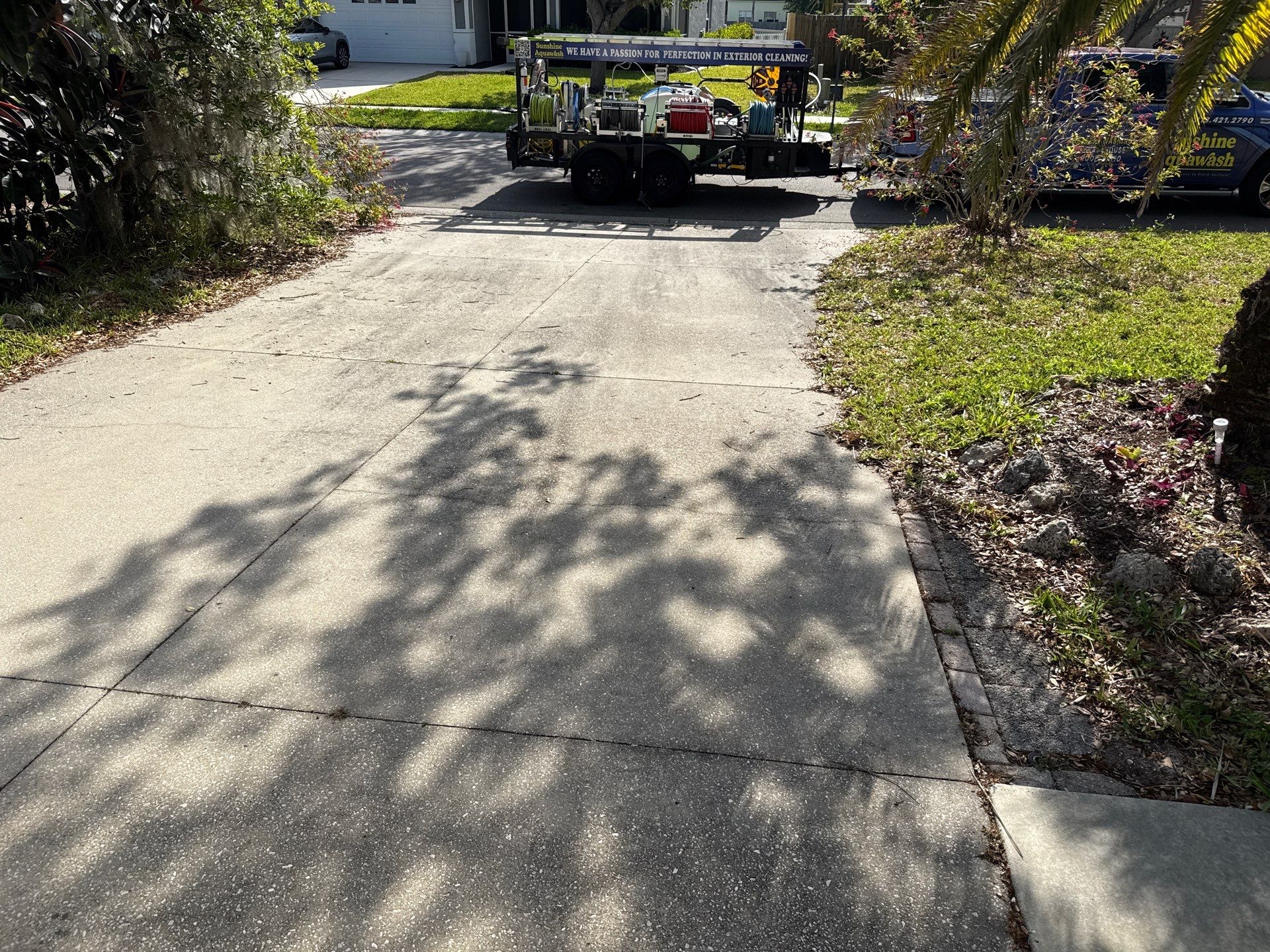 Concrete Driveway, Entryway & Street Curbing Cleaning | Foster’s Creek Community | Palmetto, FL by Sunshine AquaWash