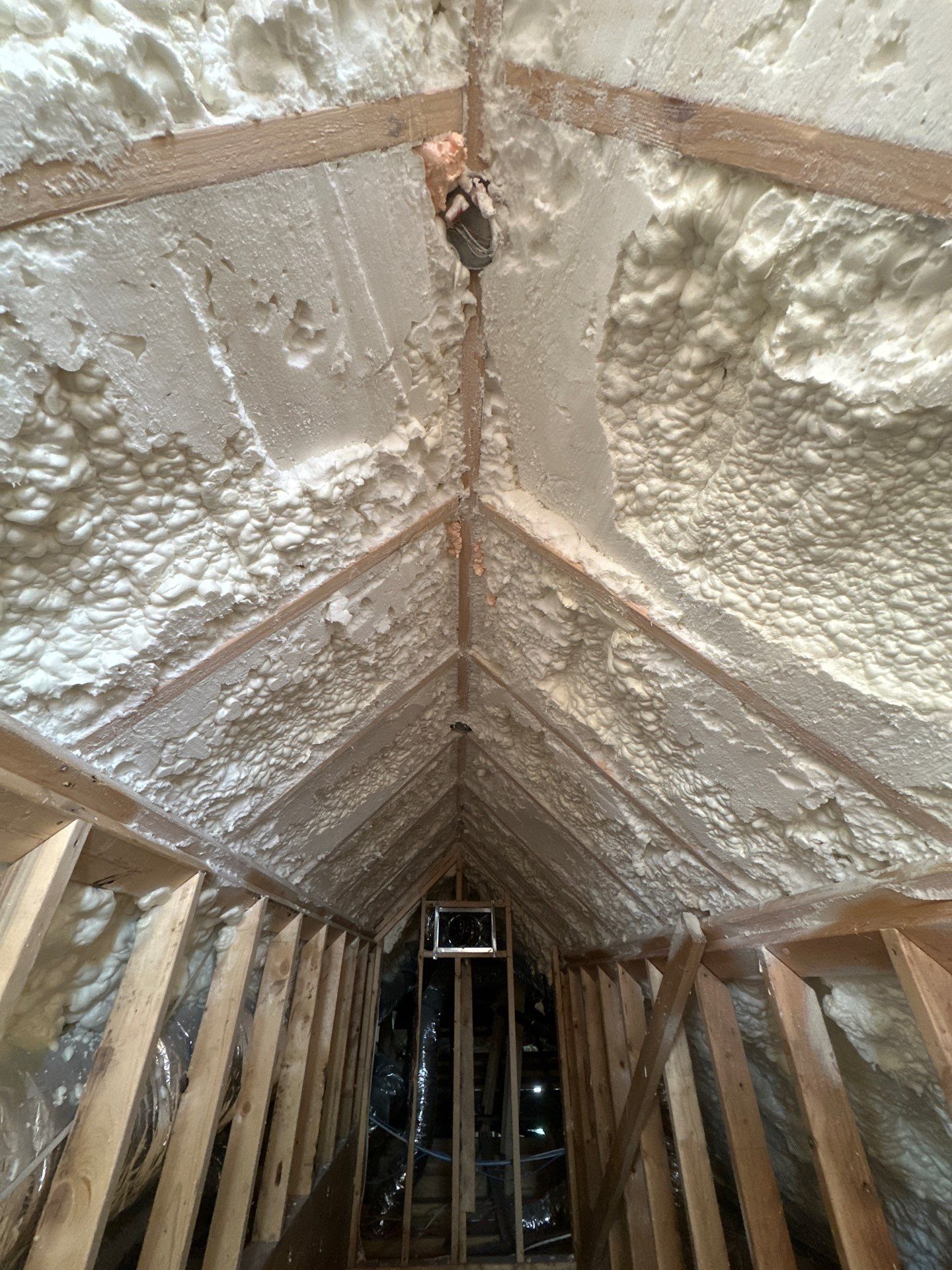 Full encapsulation with open cell spray foam on this custom home in Dallas by Apex Insulation Solutions