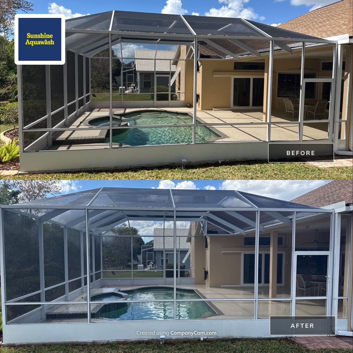 Painted Pool Deck, Pool Cage & Exterior Surface Cleaning in Creekwood – Bradenton, FL by Sunshine AquaWash