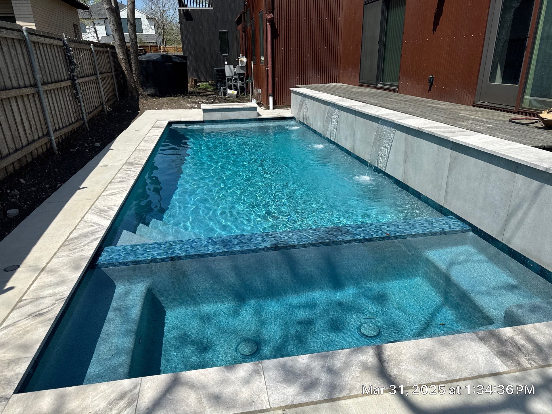 Modern Pool with Fire Wall by Pinnacle Pools and Spas - DFW