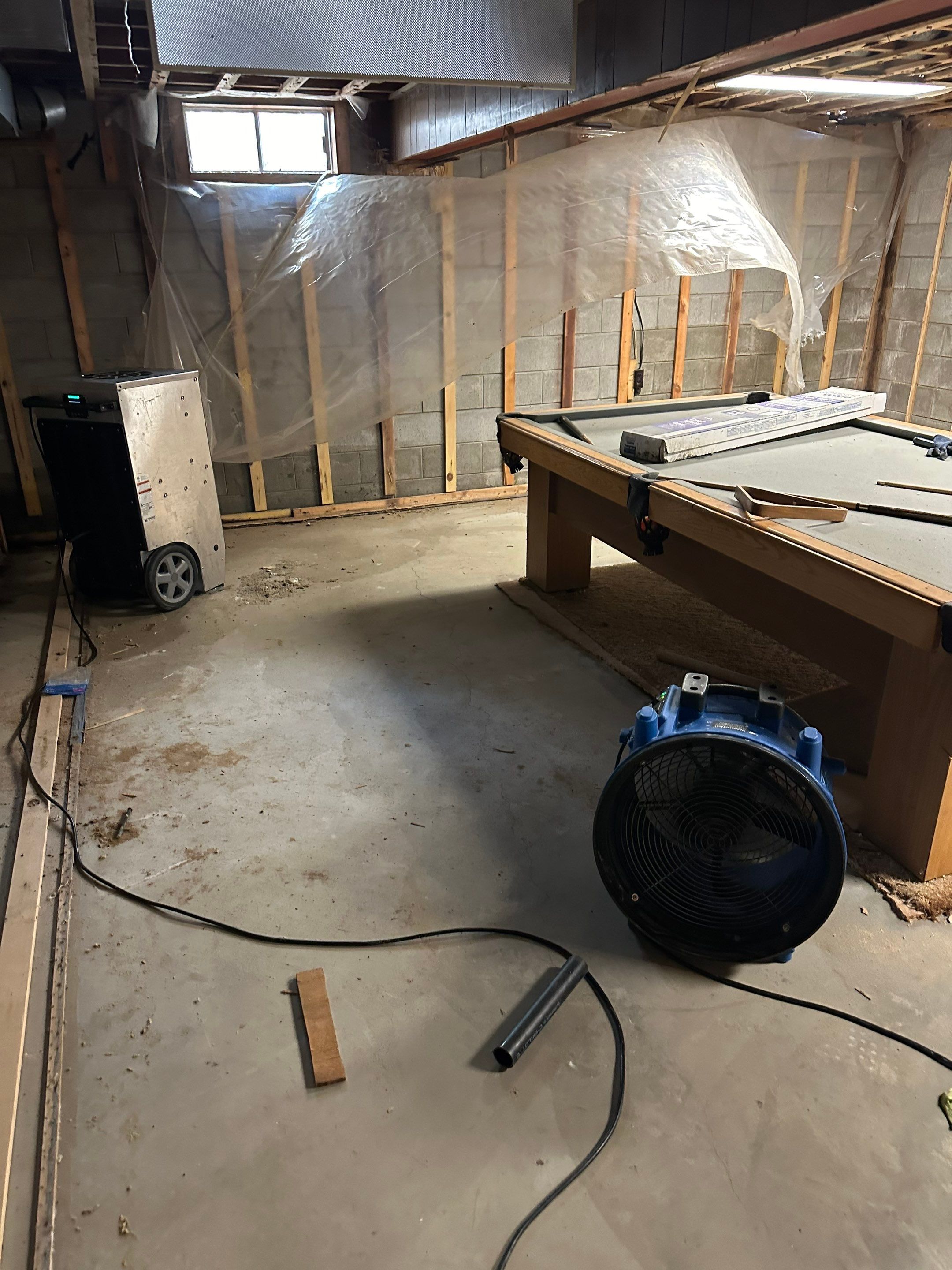 A quick dry out before dry wall install by BlueRed Restoration