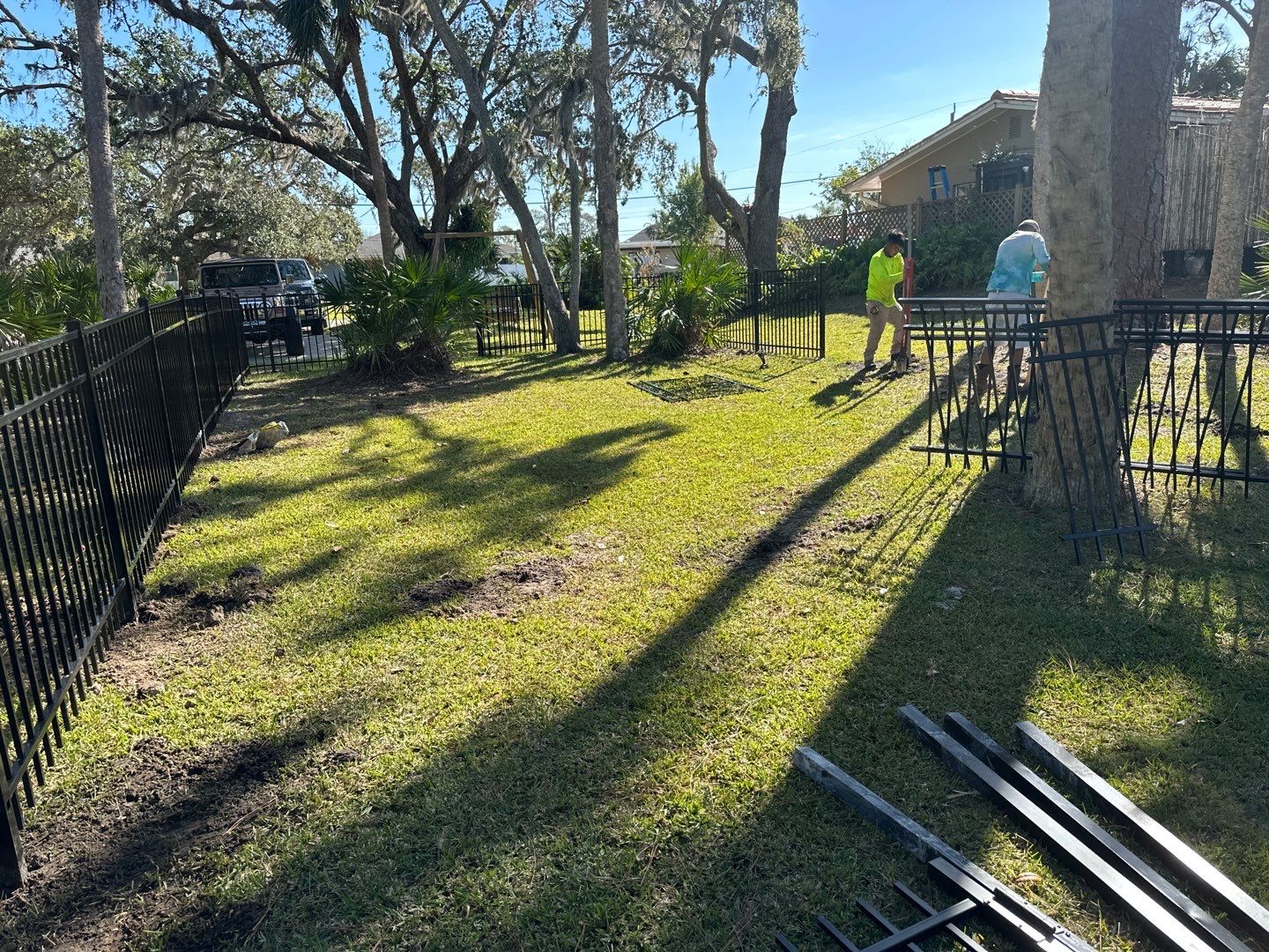 Aluminum Fence Installation using Black 3 Rail Aluminum Fence by Asap fence and gates, LLC