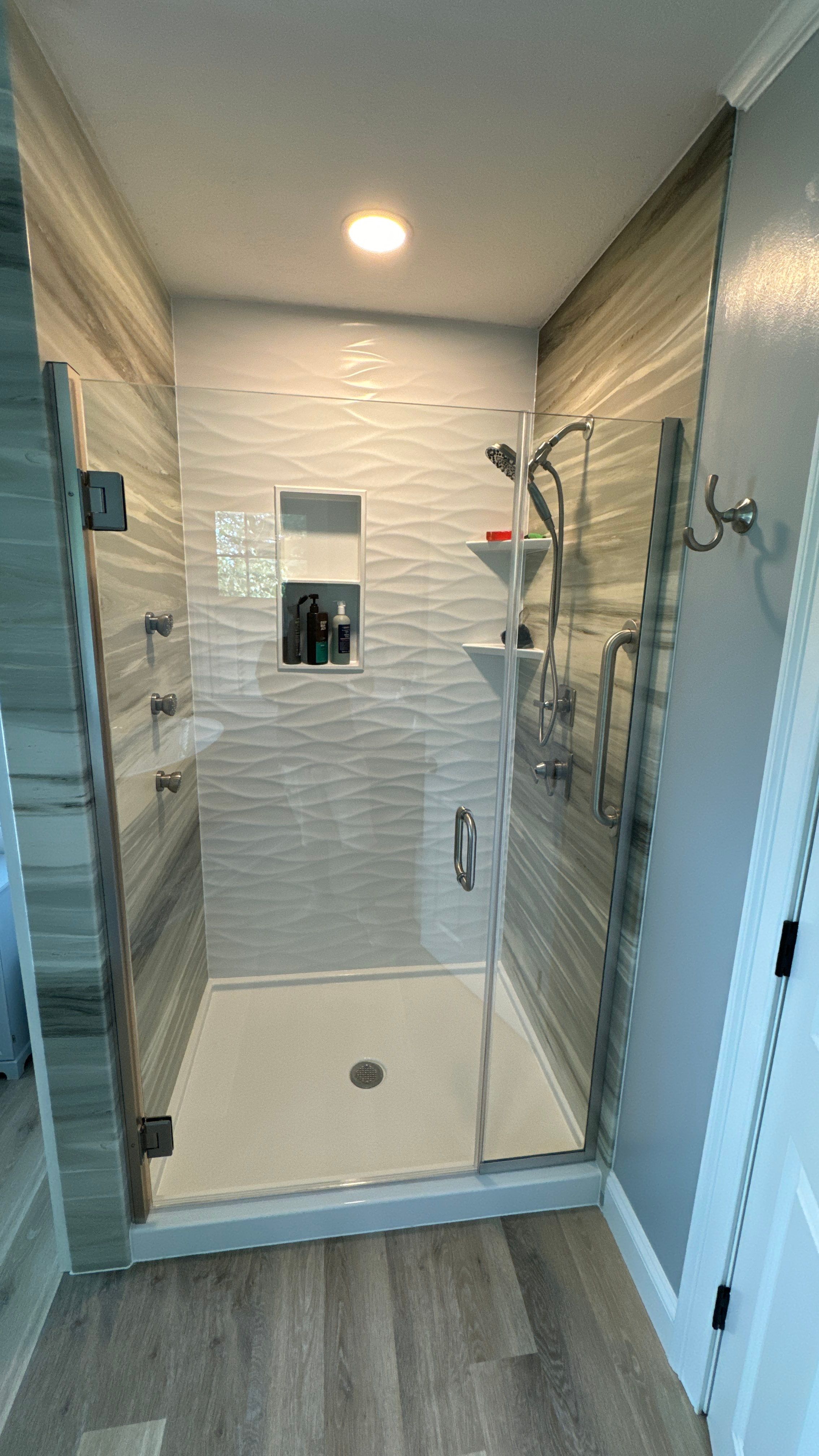 Shiplap Walls in full bathroom remodel by Bay State Bath