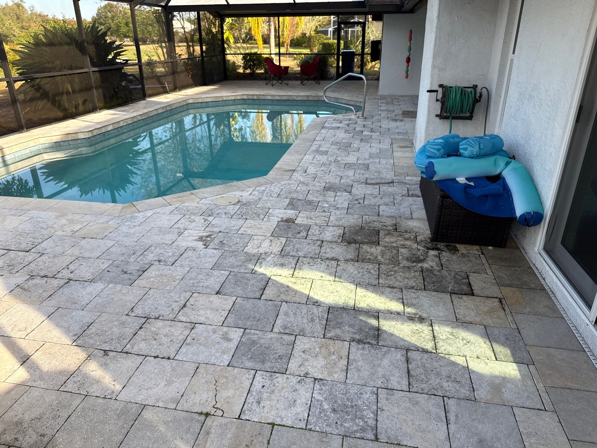Paver Pool Deck & Screen Enclosure Cleaning | River Wilderness, Parrish FL by Sunshine AquaWash