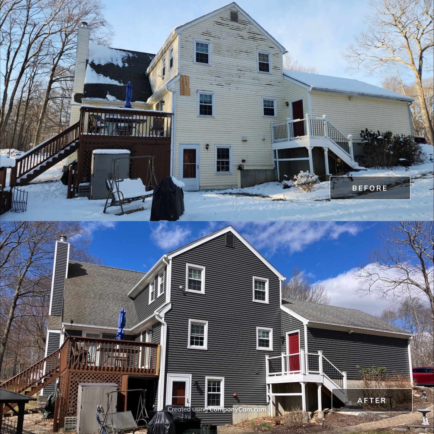 Outstanding Siding Transformation with Cert. Monogram D/4 x 12'6" clapboard, Smoky Gray by DiGiorgi Roofing and Siding Inc