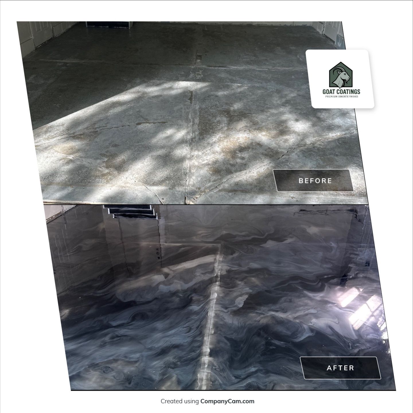 High-Gloss Metallic Epoxy Garage Floor Transformation in Lincoln by Goat Coatings