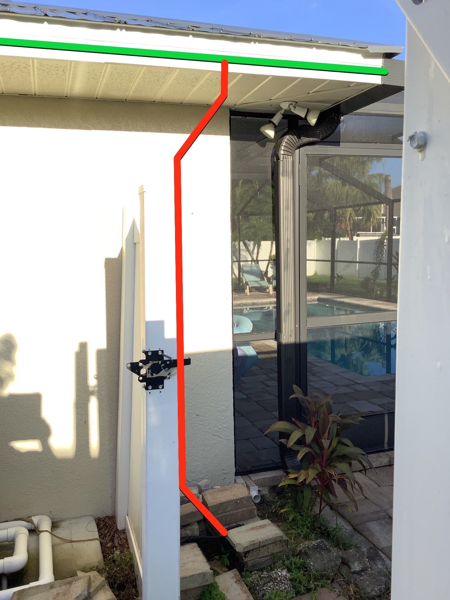 Downspout Installation using 3X4 Elbow Downspout in Cape Coral by Gutter Professors
