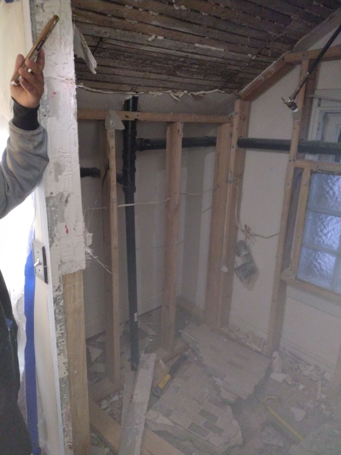 Shower Remodel & Ceiling Restoration – Correcting Water Damage and Rebuilding Right by Johnny Five Construction 