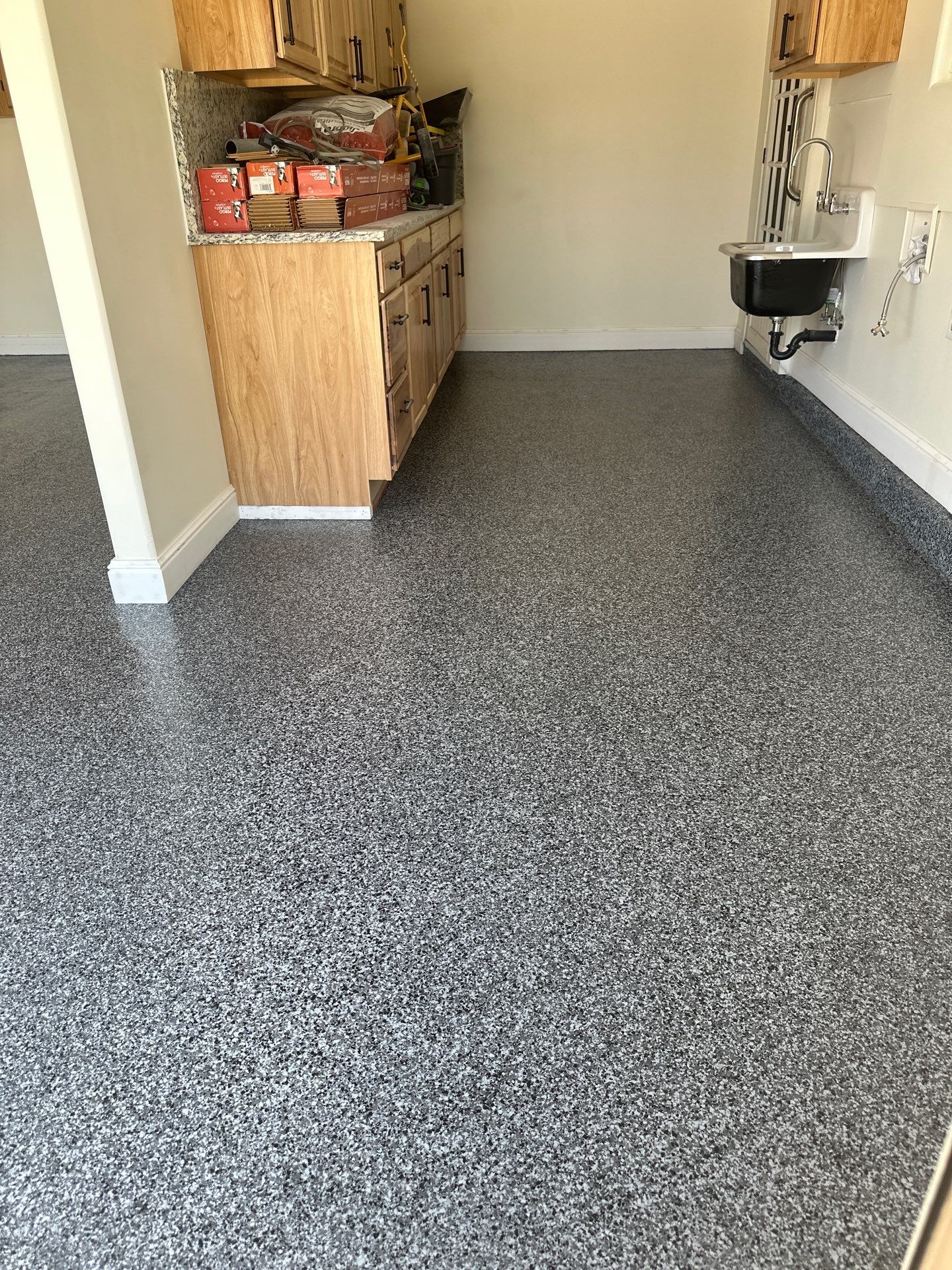 Morro Bay Garage Floor Transformation with Glacier chip Coating by MGP Coatings