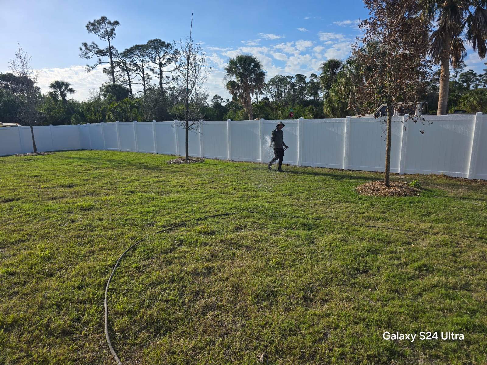 Residential White Vinyl Privacy Fence Installation in North Port by True Fence LLC