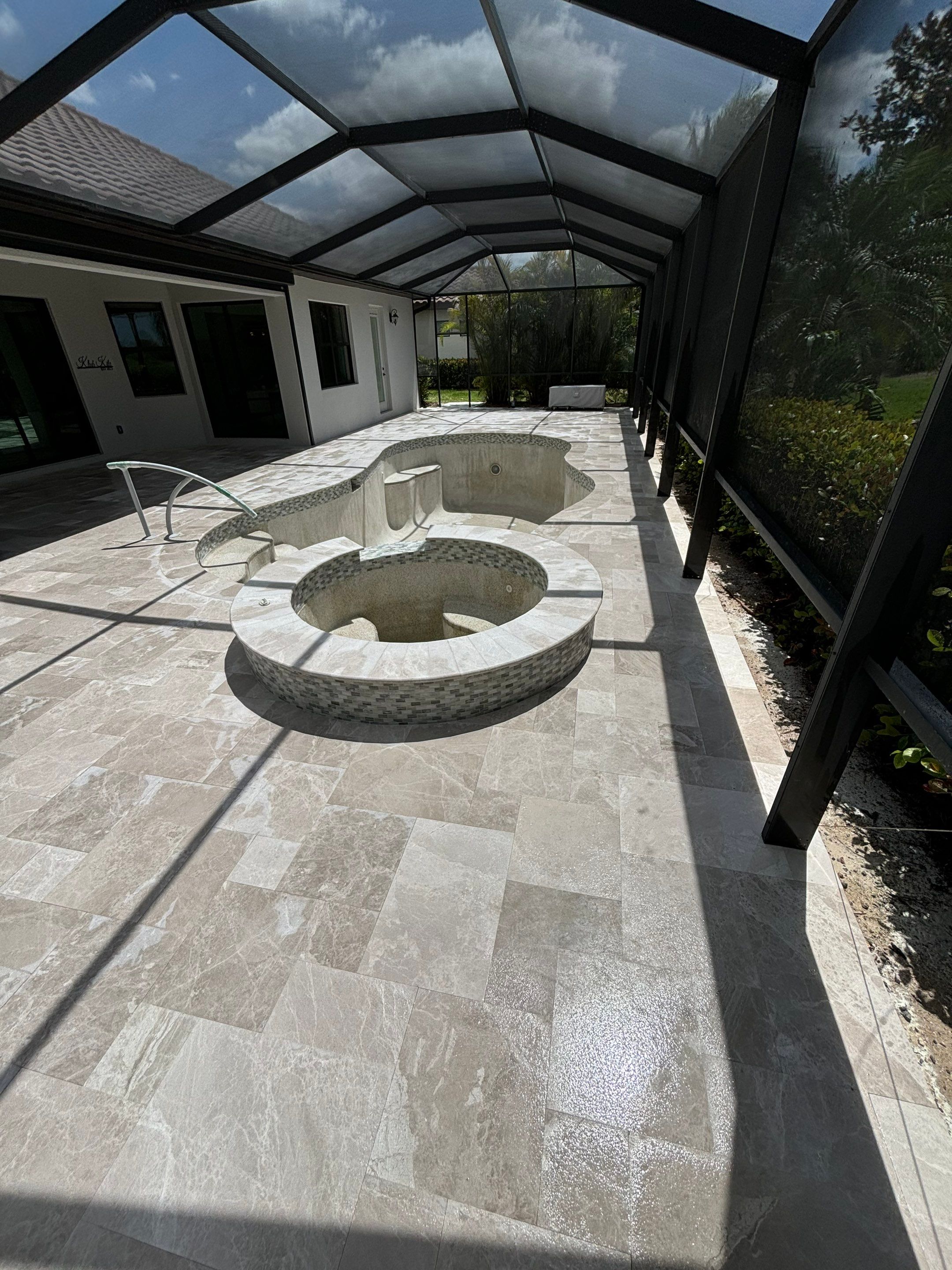 Textured Marble Pool Deck - Bonita National Golf & Country Club by Old Town Pavers Llc