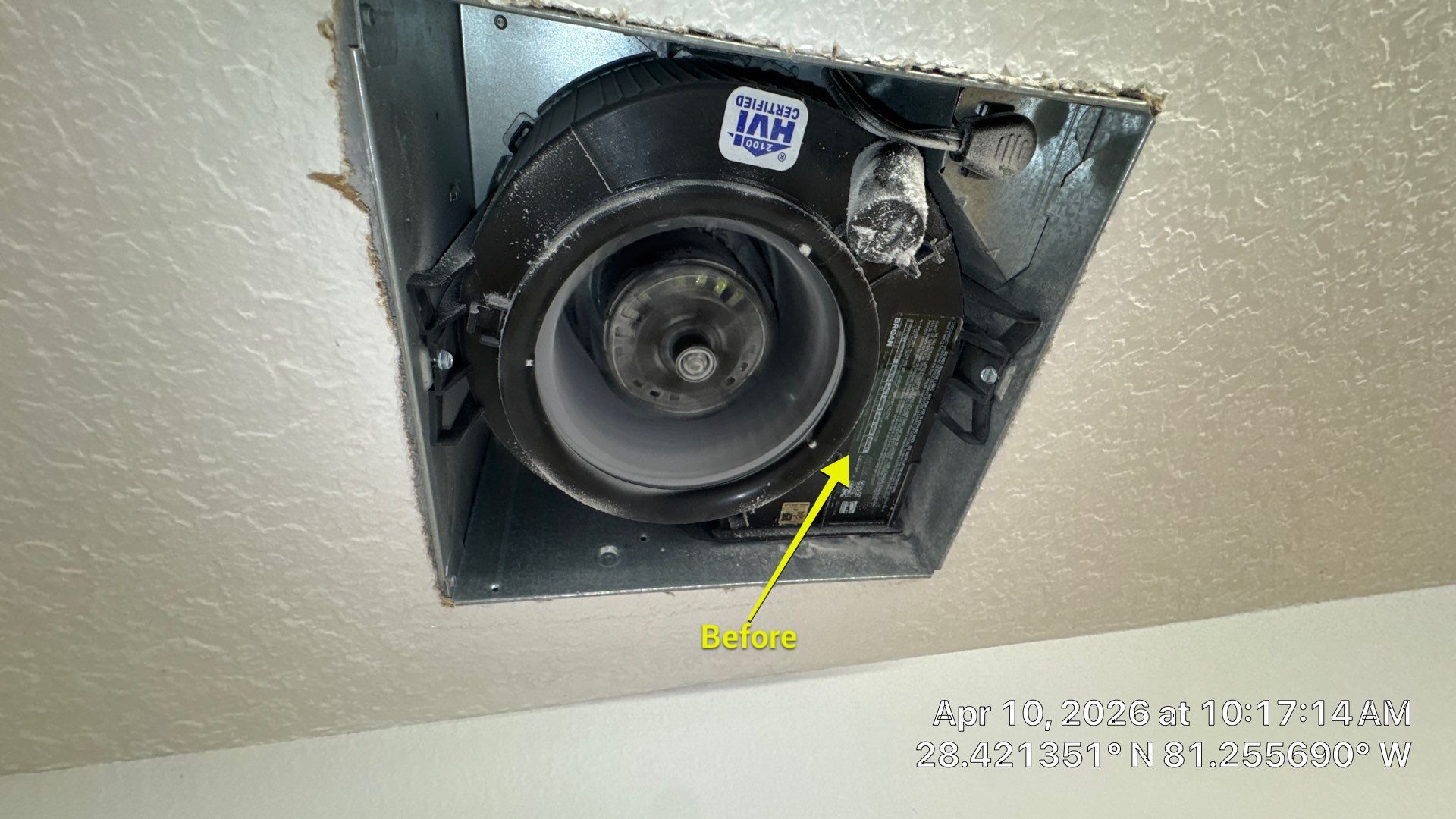 Air Duct Bath Fan Exhaust Cleaning in Orlando by Hygienic Air, Inc