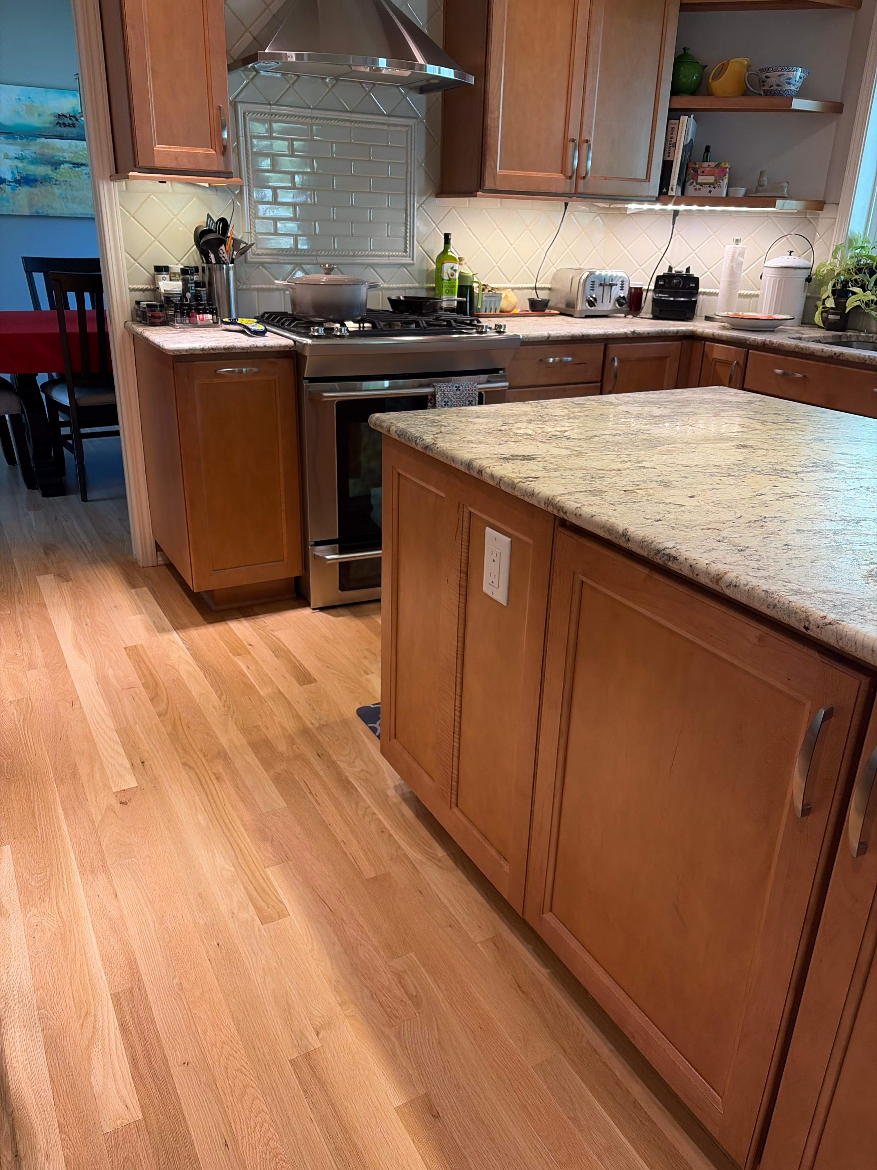 Natural Oak Hardwood Flooring Refinish in Milwaukie by American Made Construction