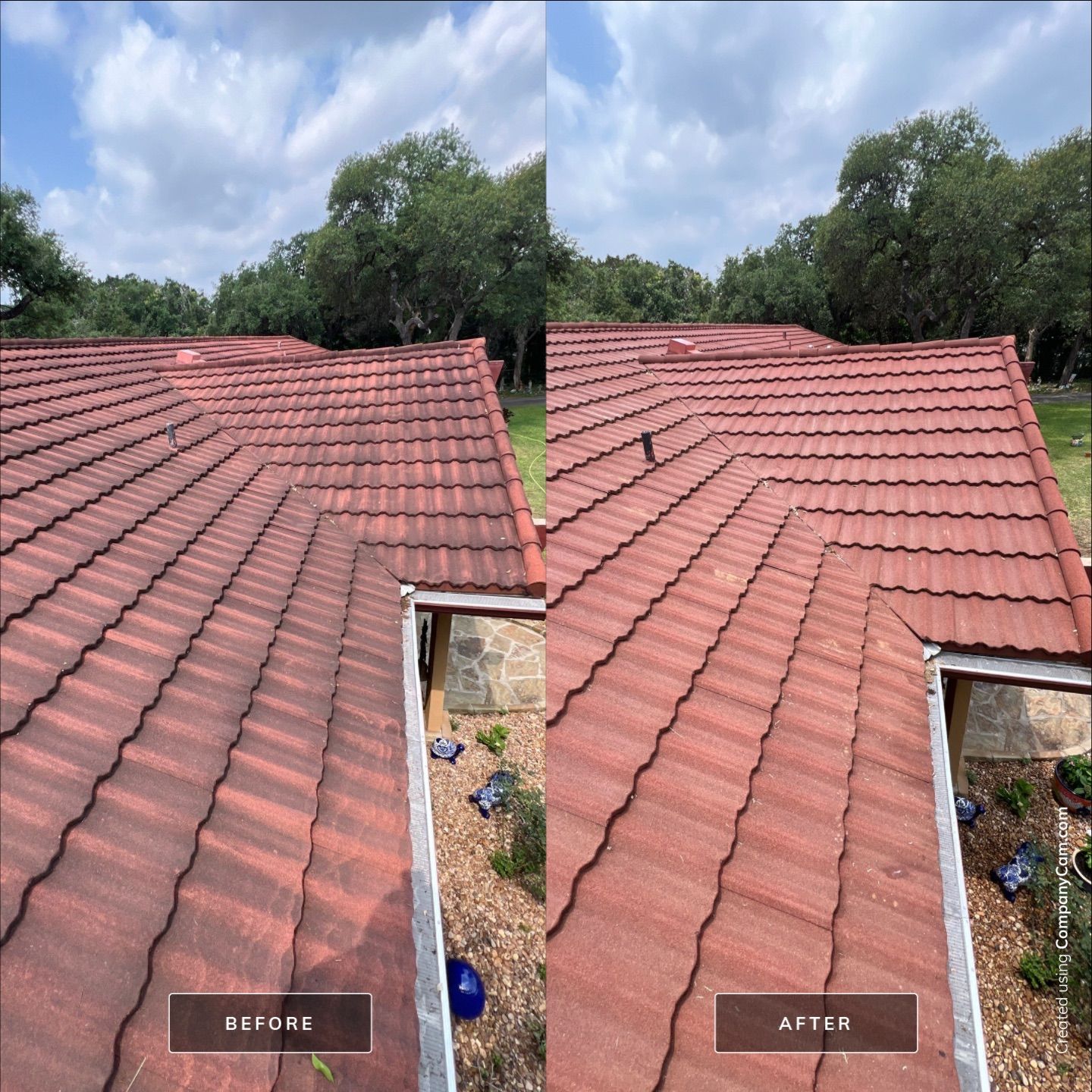 Metal / Tile Roof Wash Project in Boerne by Bright Choice