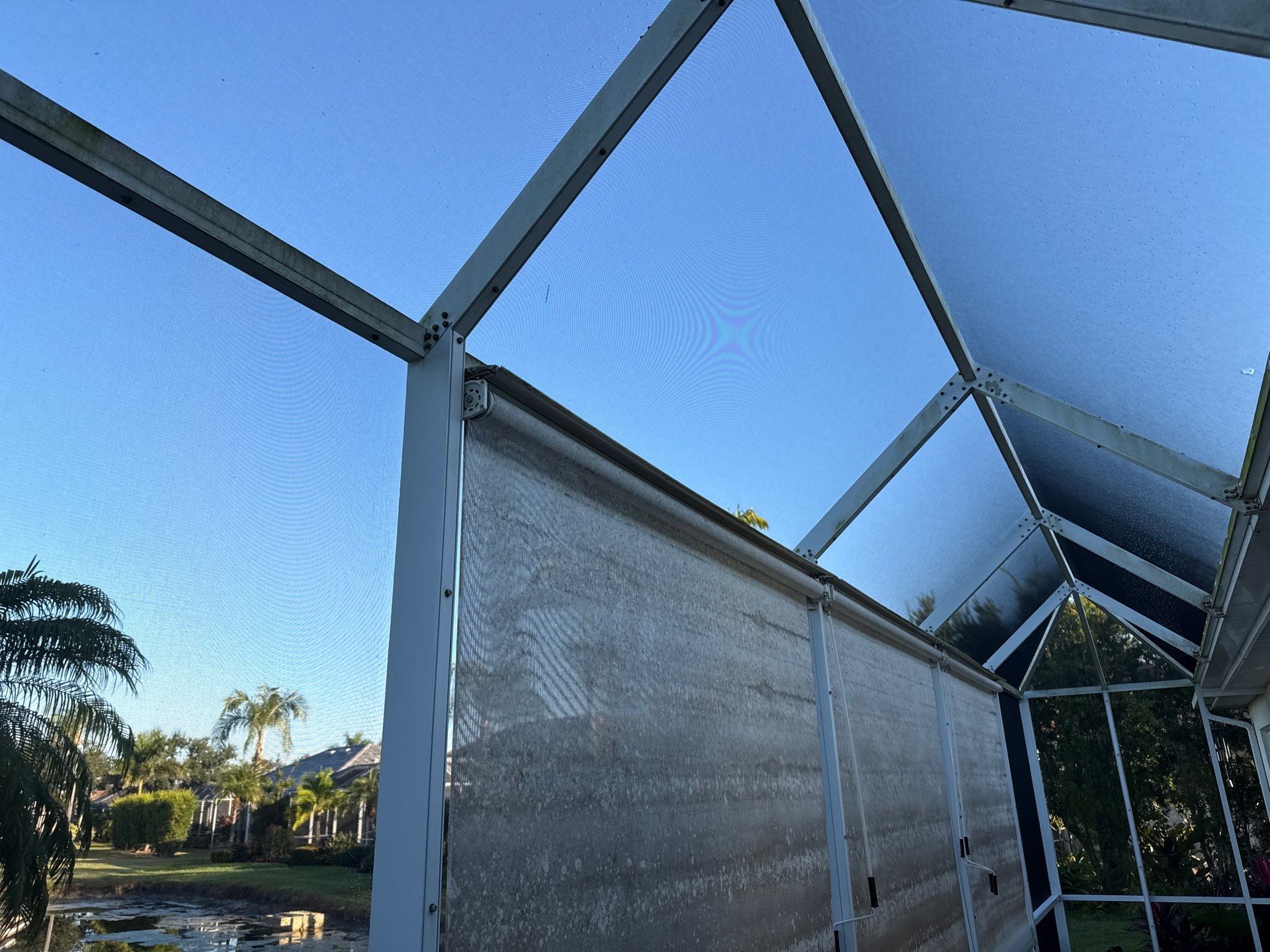 University Park Lanai Transformation | Screen Enclosure & Shade Cleaning by Sunshine AquaWash