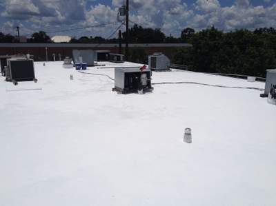 White Reflective Commercial Roof Coating Installation in Melbourne FL