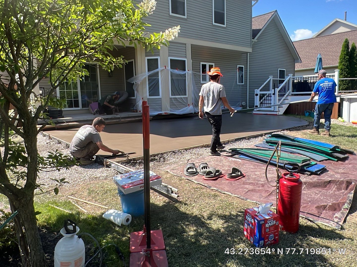 Wood Plank Stamped Concrete Patio  by NG Masonry & Construction LLC