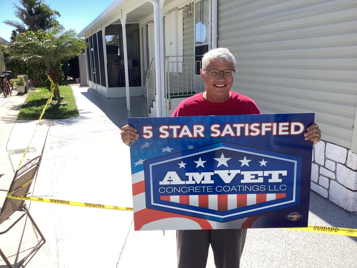 Driveway using Mt Everest by Amvet concrete coatings llc