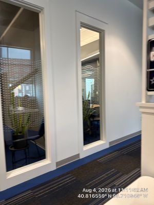 Lincoln Office Remodel Featuring Frosted Glass Doors and Modern Finishes