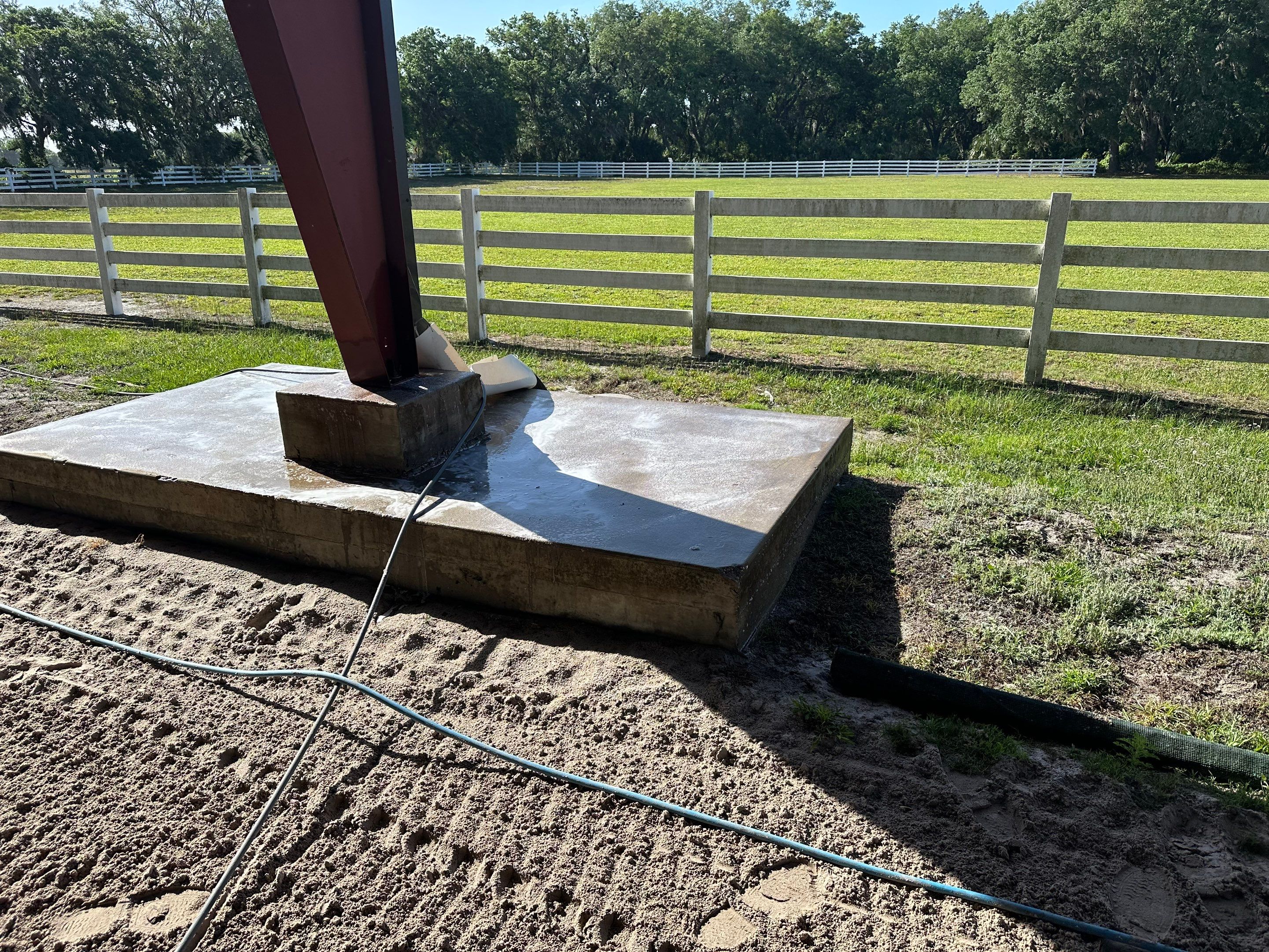 Vinyl Horse Fence & Concrete Pier Cleaning at Lesley Cox Equestrian, Parrish, FL | Sunshine AquaWash by Sunshine AquaWash