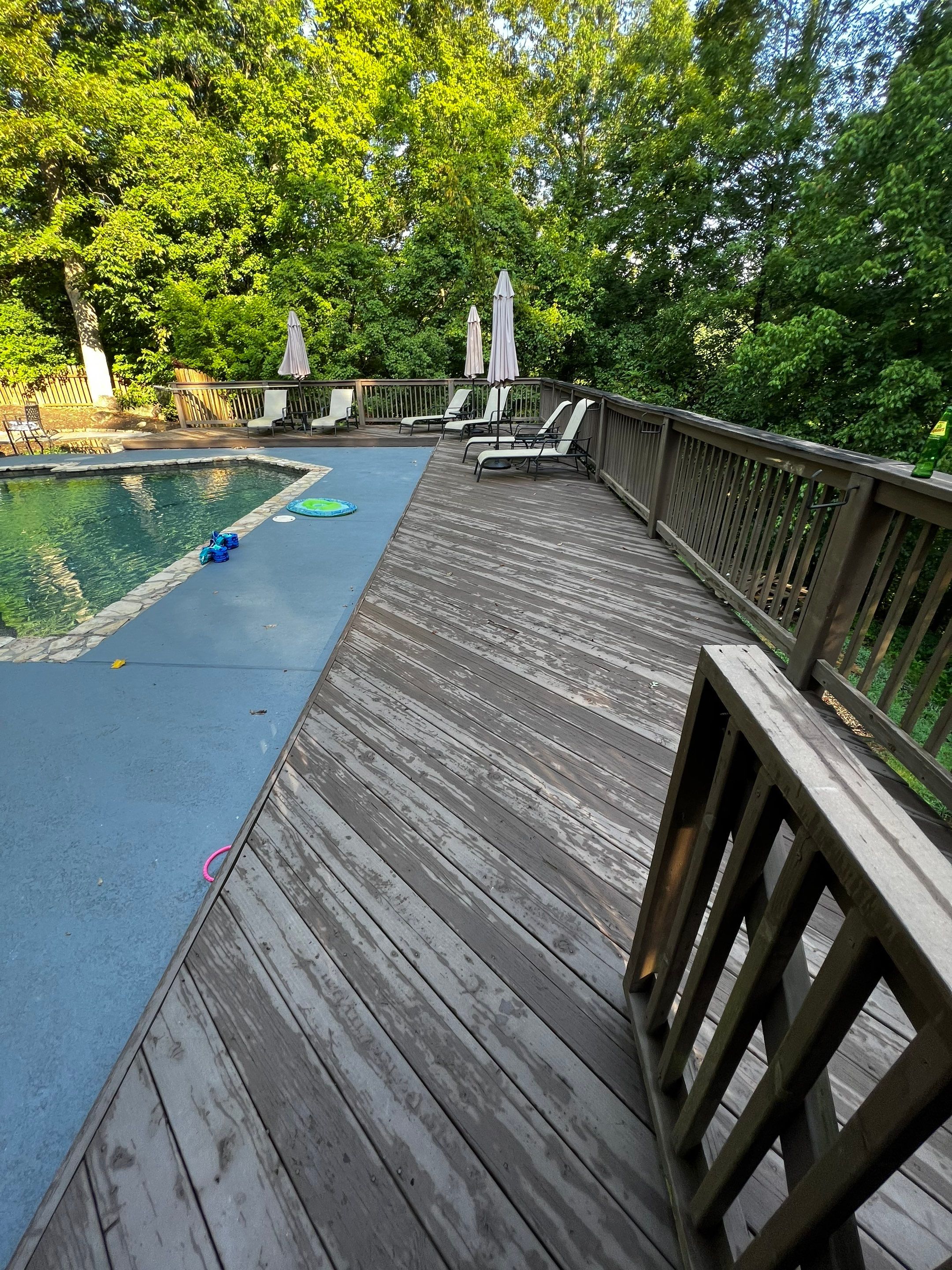Atlanta Wooden Deck Restoration and Pool Concrete Staining Project by Swift Home Renovations