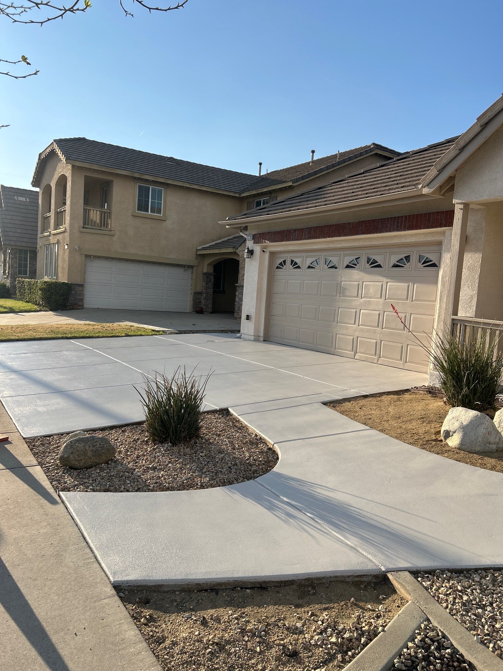 Sandblasting & Staining Concrete Driveway In Rancho Cucamonga, CA by La Power Washing Inc
