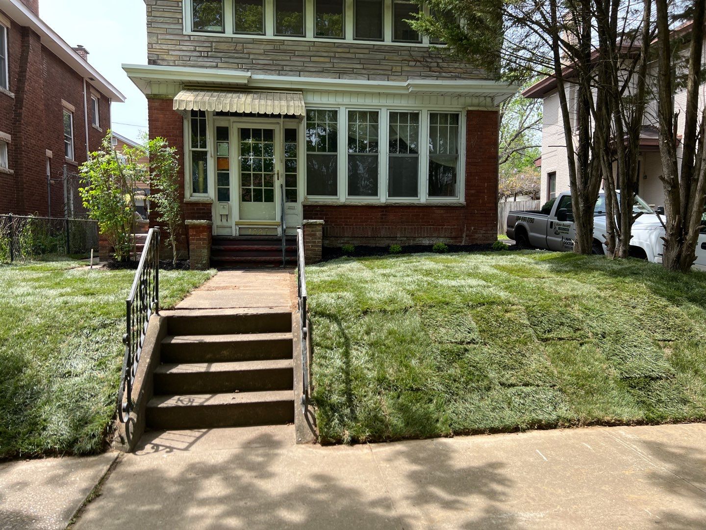 Sod Installation using Fescue Sod by GrassBusters, Inc.