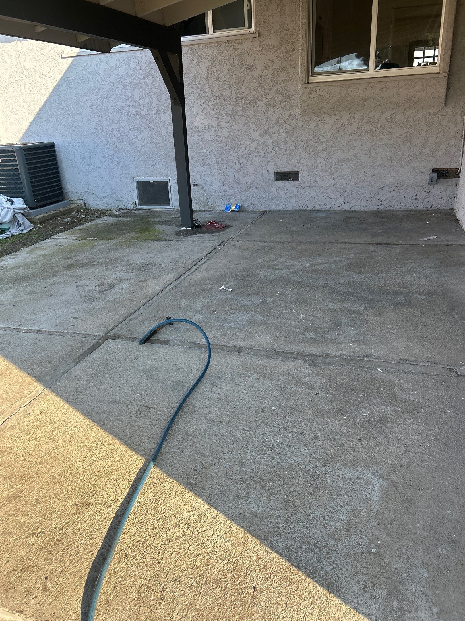 Hot Water Concrete Cleaning Driveway & Patio In La Mirada, CA by La Power Washing Inc